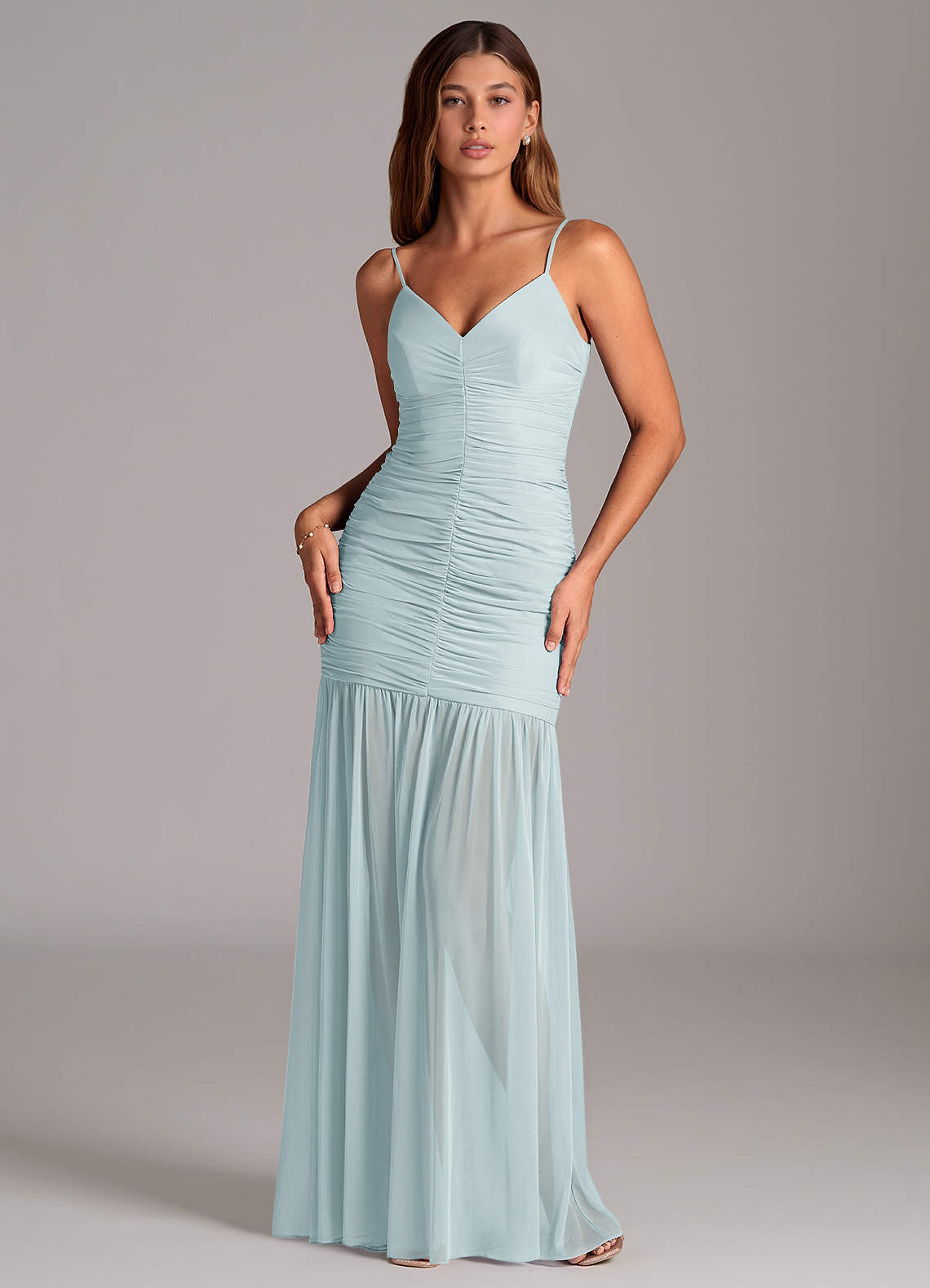 Azazie Aimie Abiti da Damigella Abito Sirena in Maglia Nebbia image1