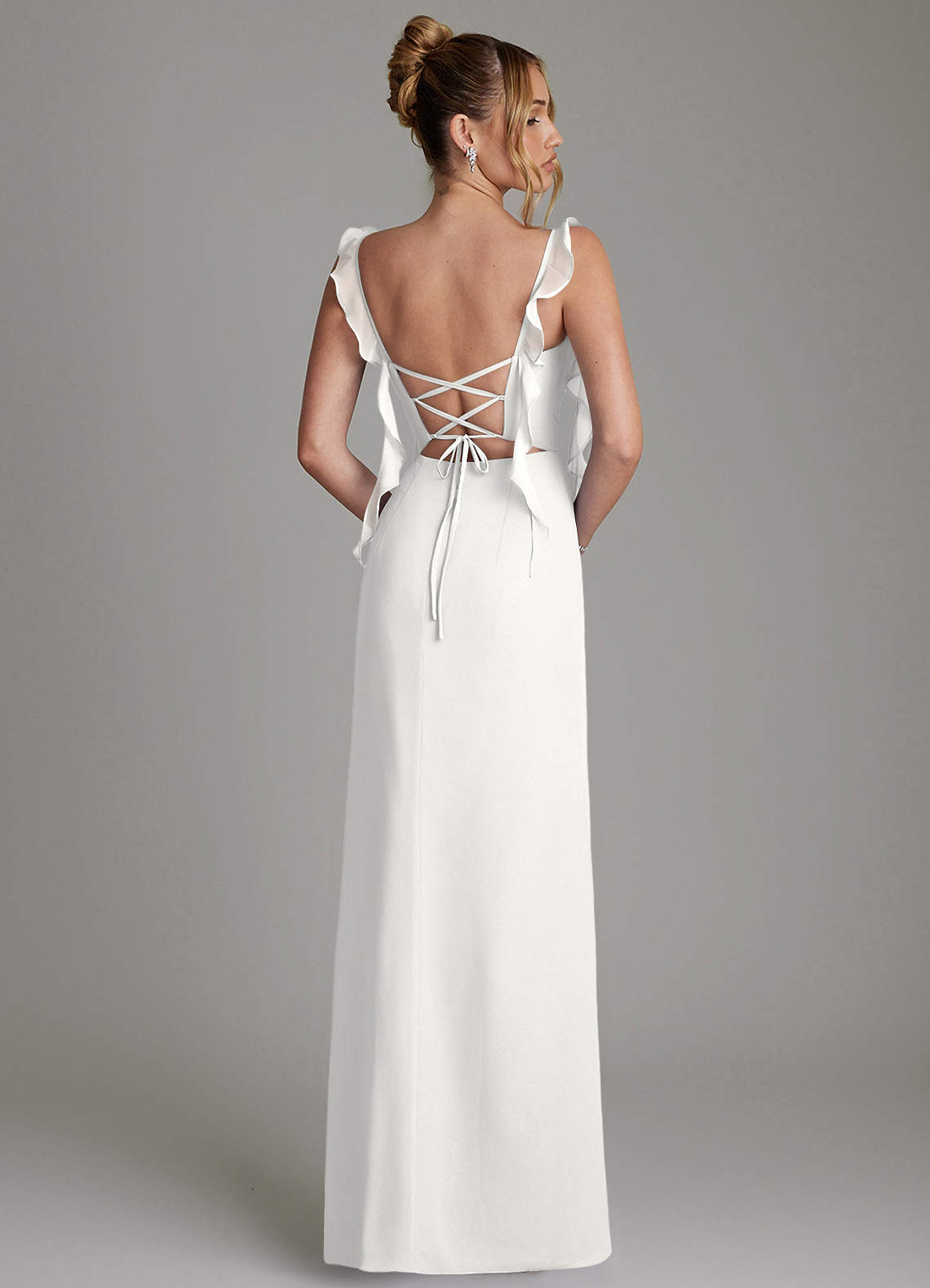 Azazie Jessamine Bridesmaid Dresses White Mermaid Corset Chiffon Dress image7