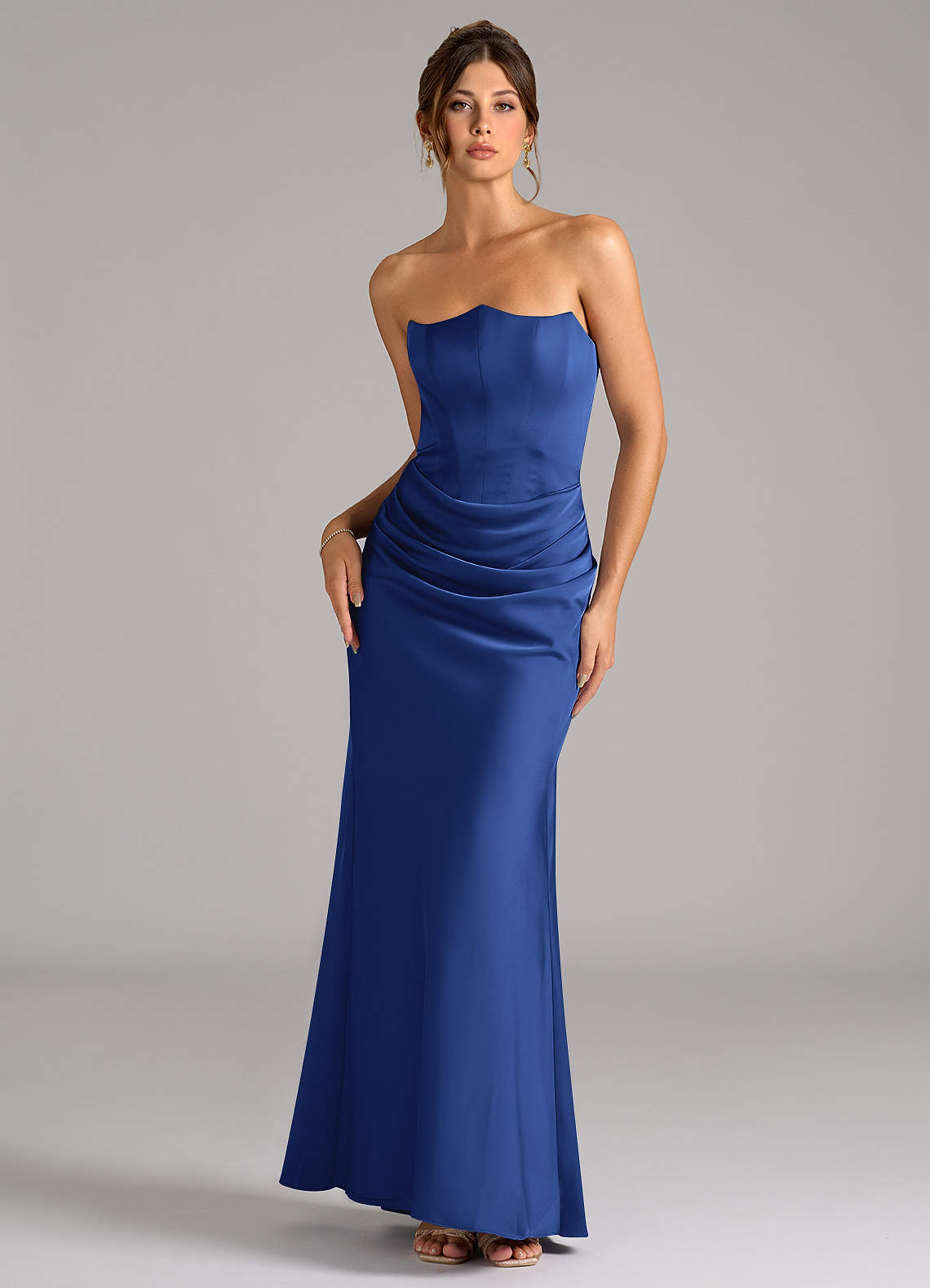Azazie Debby Bridesmaid Dresses Royal Blue Mermaid Strapless Stretch Satin Convertible Dress image1