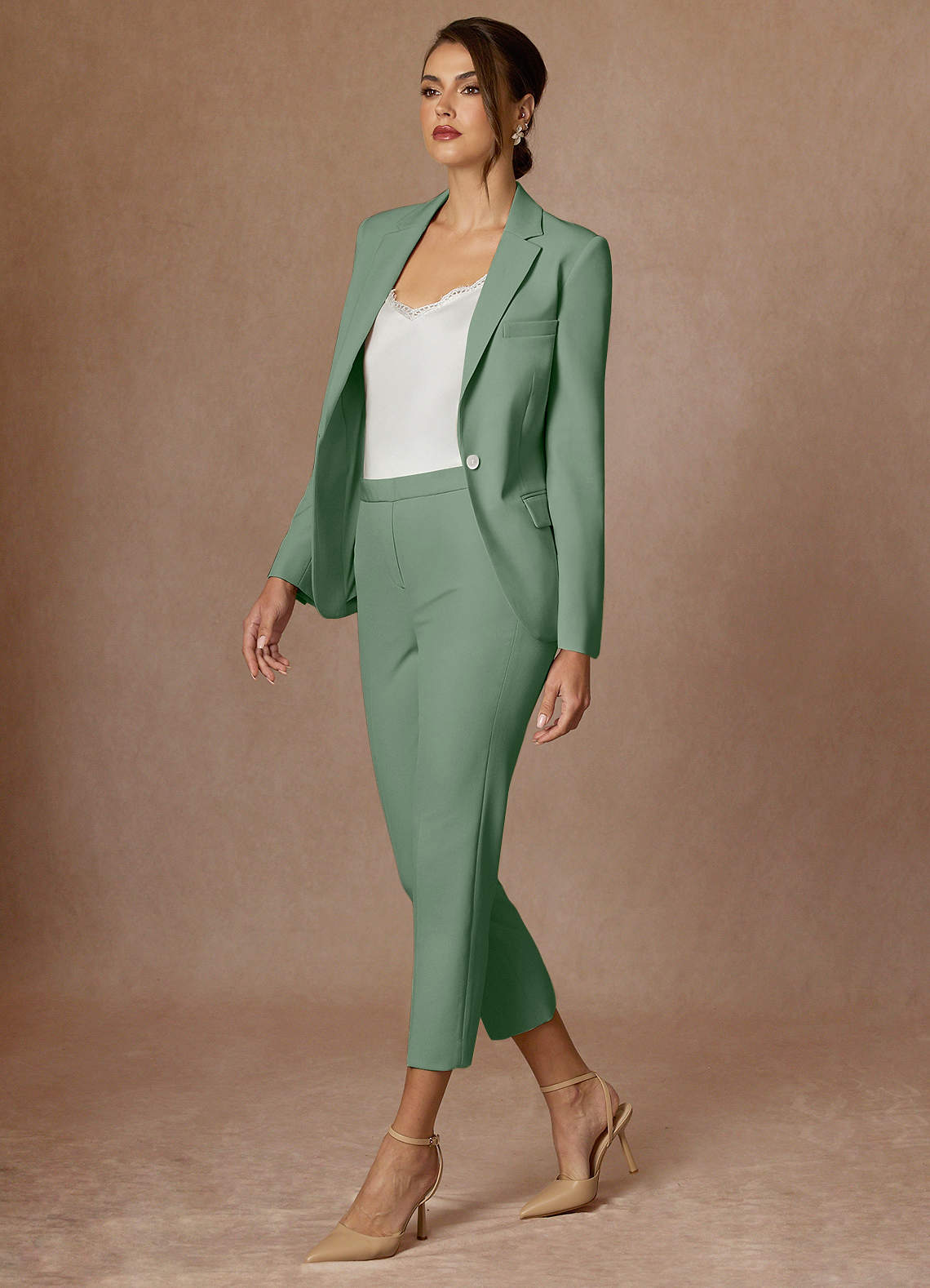 front Kennedy Matcha Structured Stretch Dress Pants