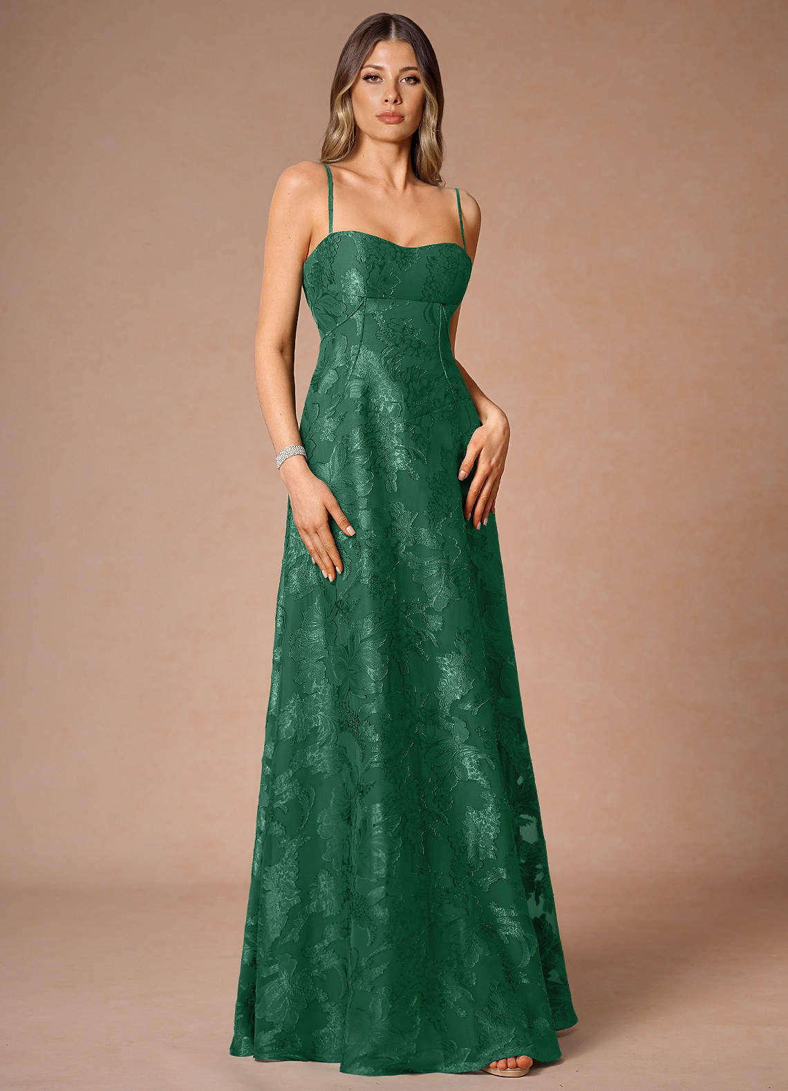 green emerald velvet dress Dakota Ready To Ship Beaded Bridesmaid Dress main image 0