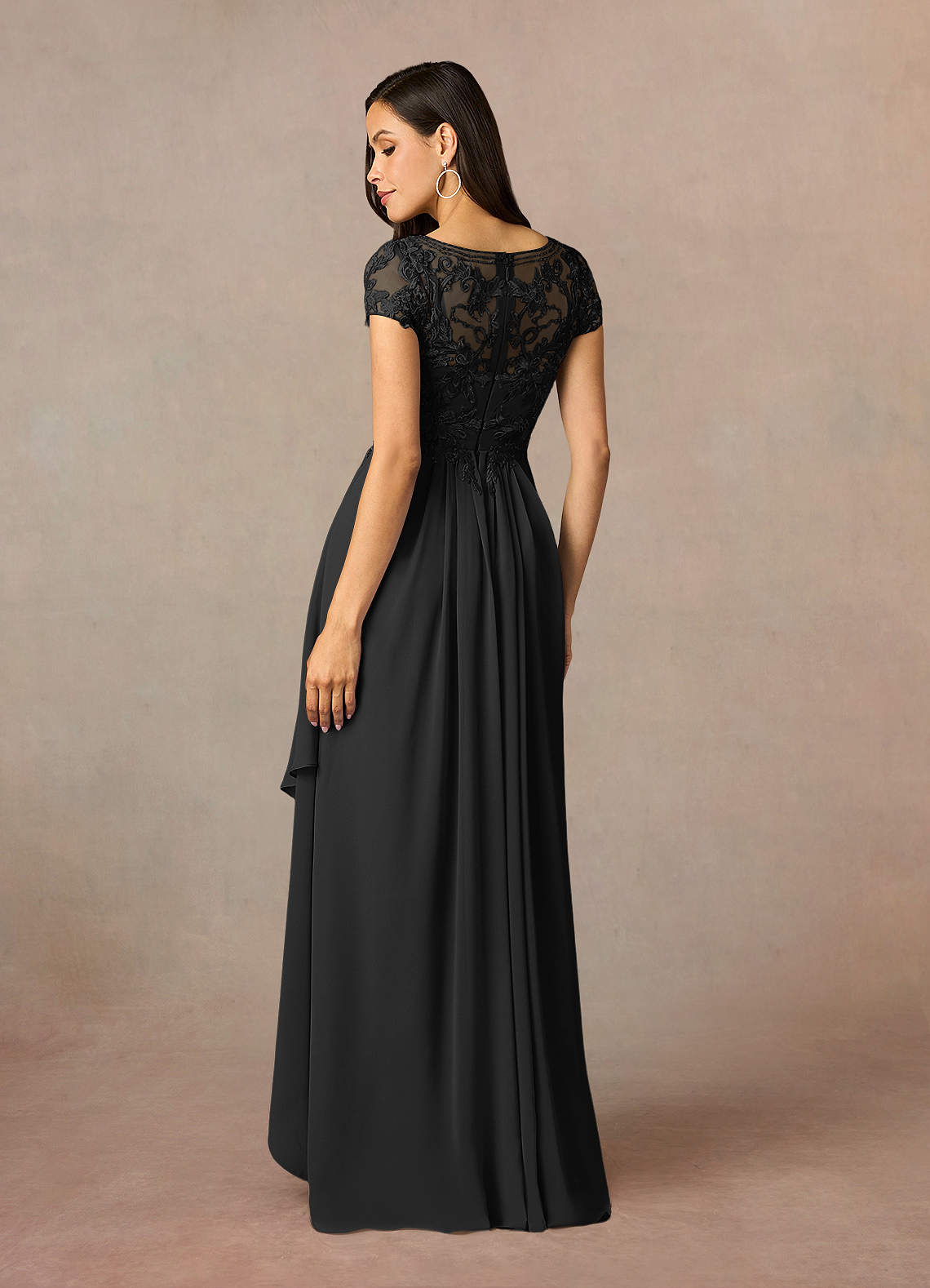 princess polly baby blue dress Elegant Half Sleeves A-line Tulle Black Lace Top Online Long Prom Dres –  Wish Gown main image 1