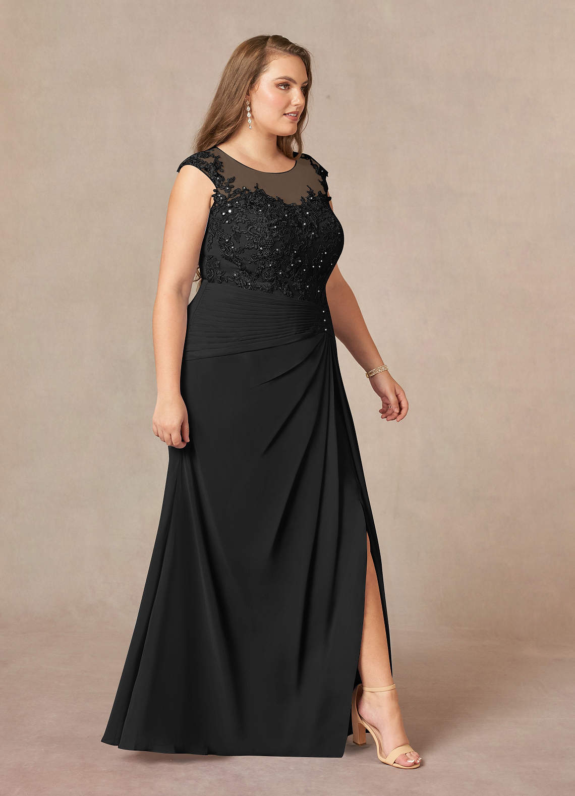 Azazie Libby Black A-Line Scoop Sequins Chiffon Dress | Azazie