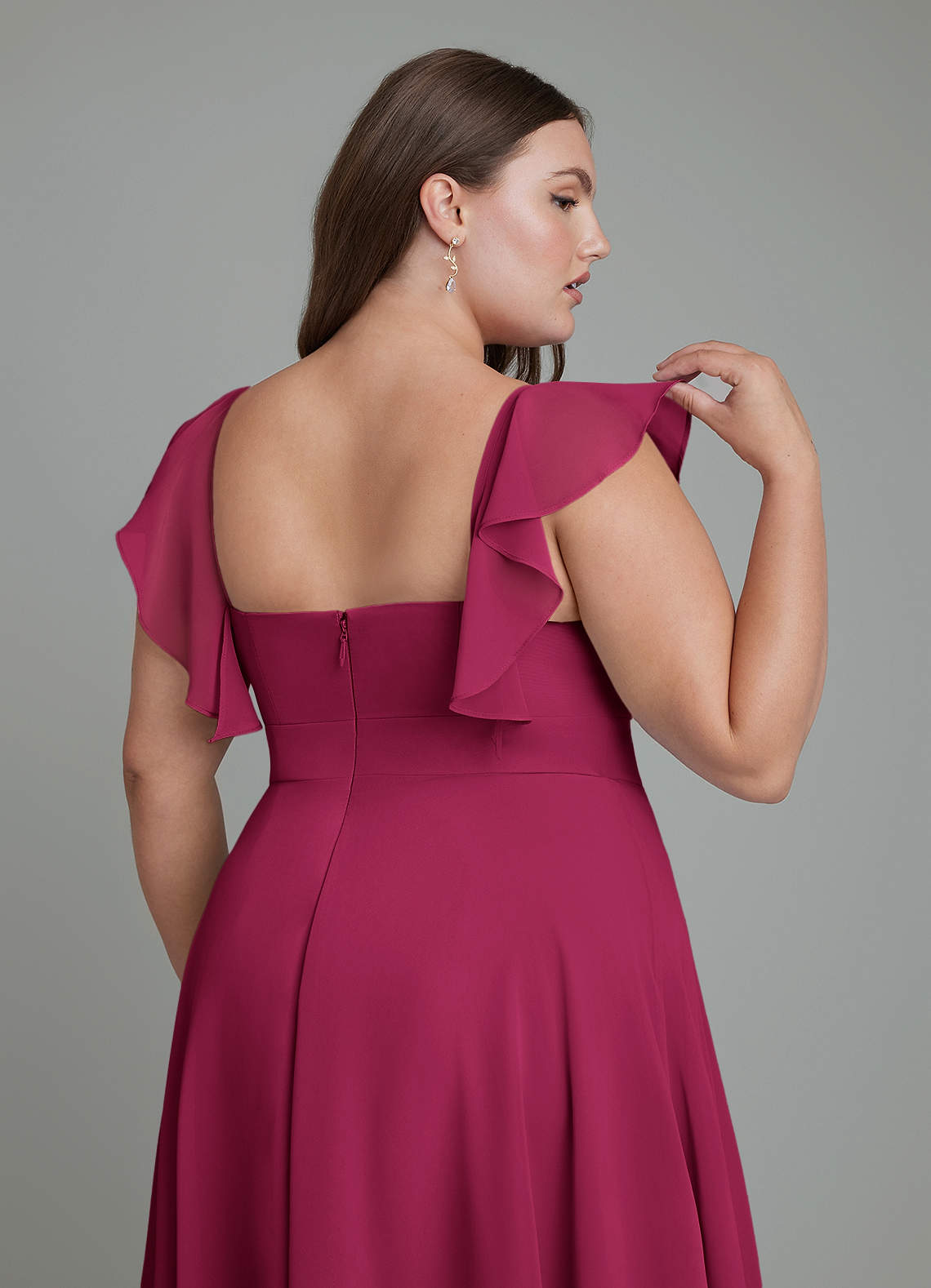 Azazie Leilani Bridesmaid Dresses Burgundy A-Line Pleated Chiffon Dress image7