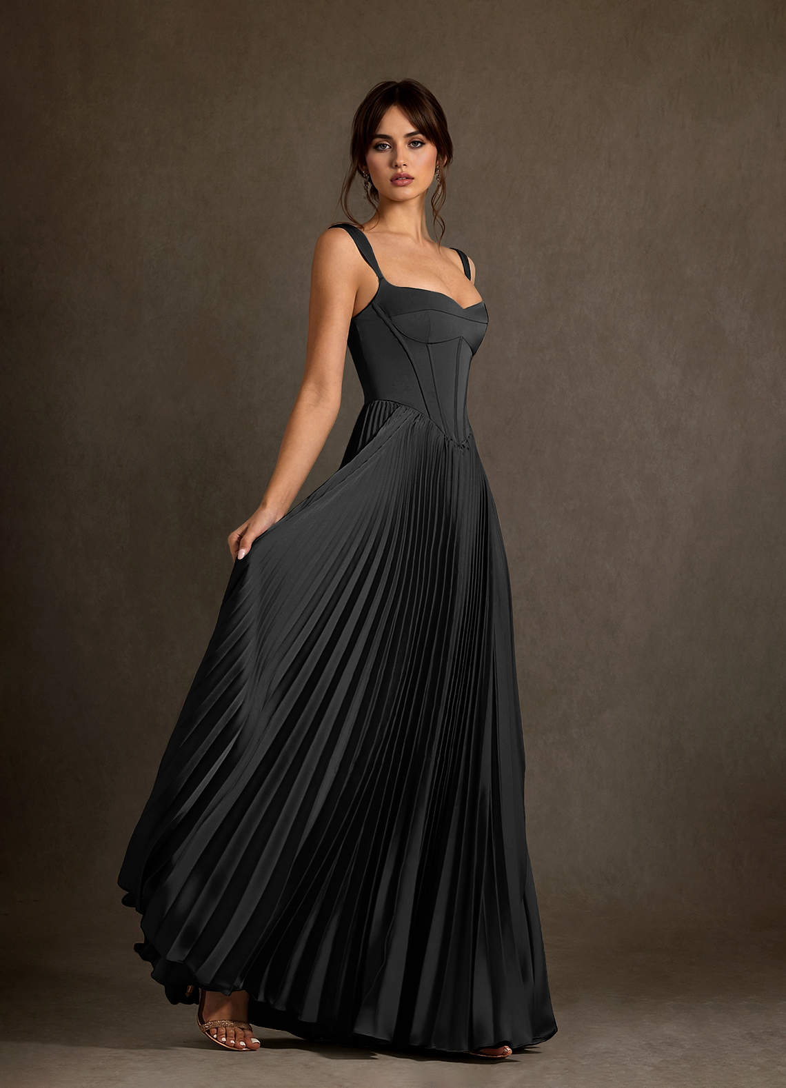 Azazie Dean Wedding Dresses Black Sheath Sweetheart Neckline Stretch Satin Dress image4