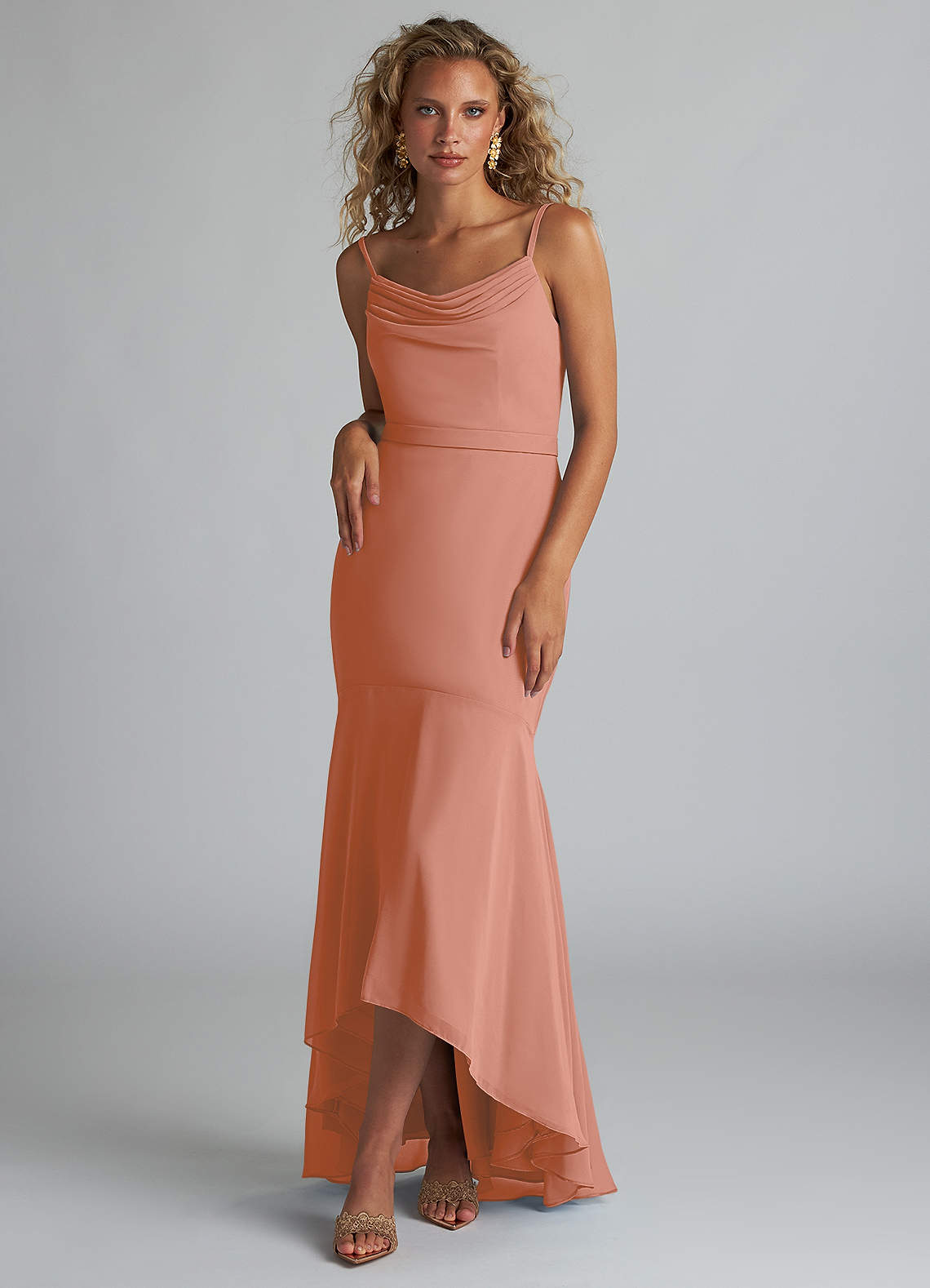 Azazie Summer Abiti da Damigella Abito Sirena in Chiffon con Scollo a Cappuccio Più Tagliato image1