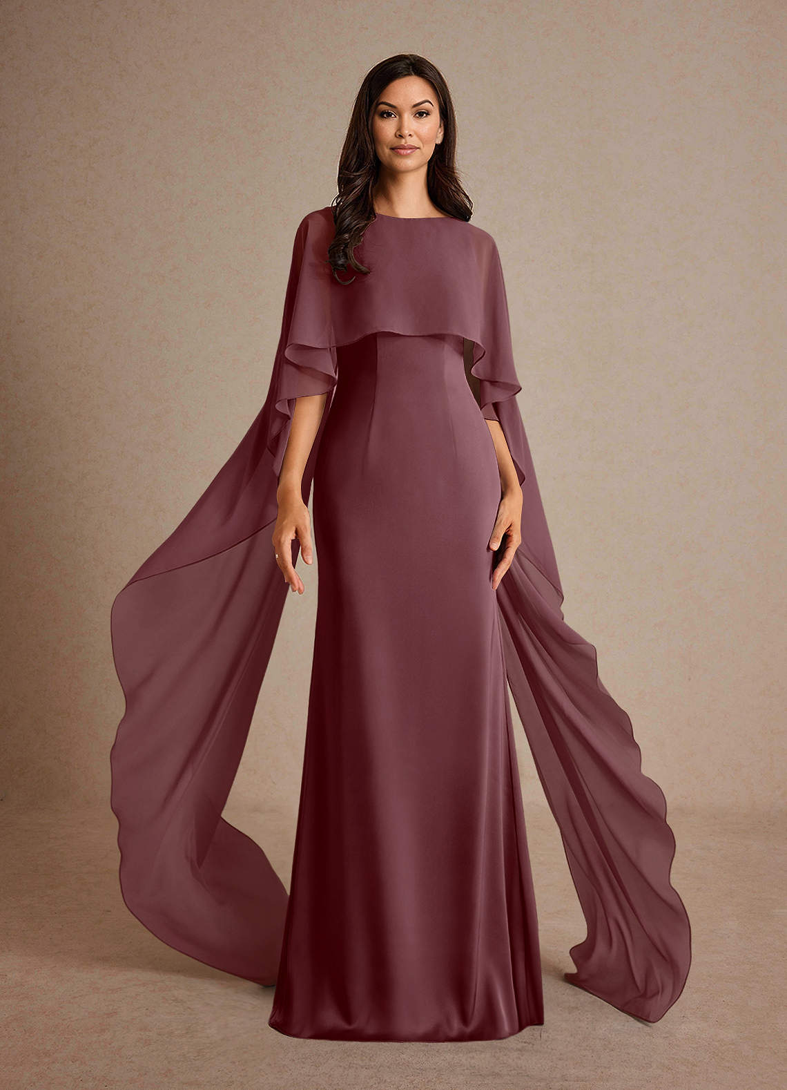 Azazie Milfred vestidos de madre de la novia Vestido de Sangrado de Satén Elástico de Recto con Cuello de barco image1