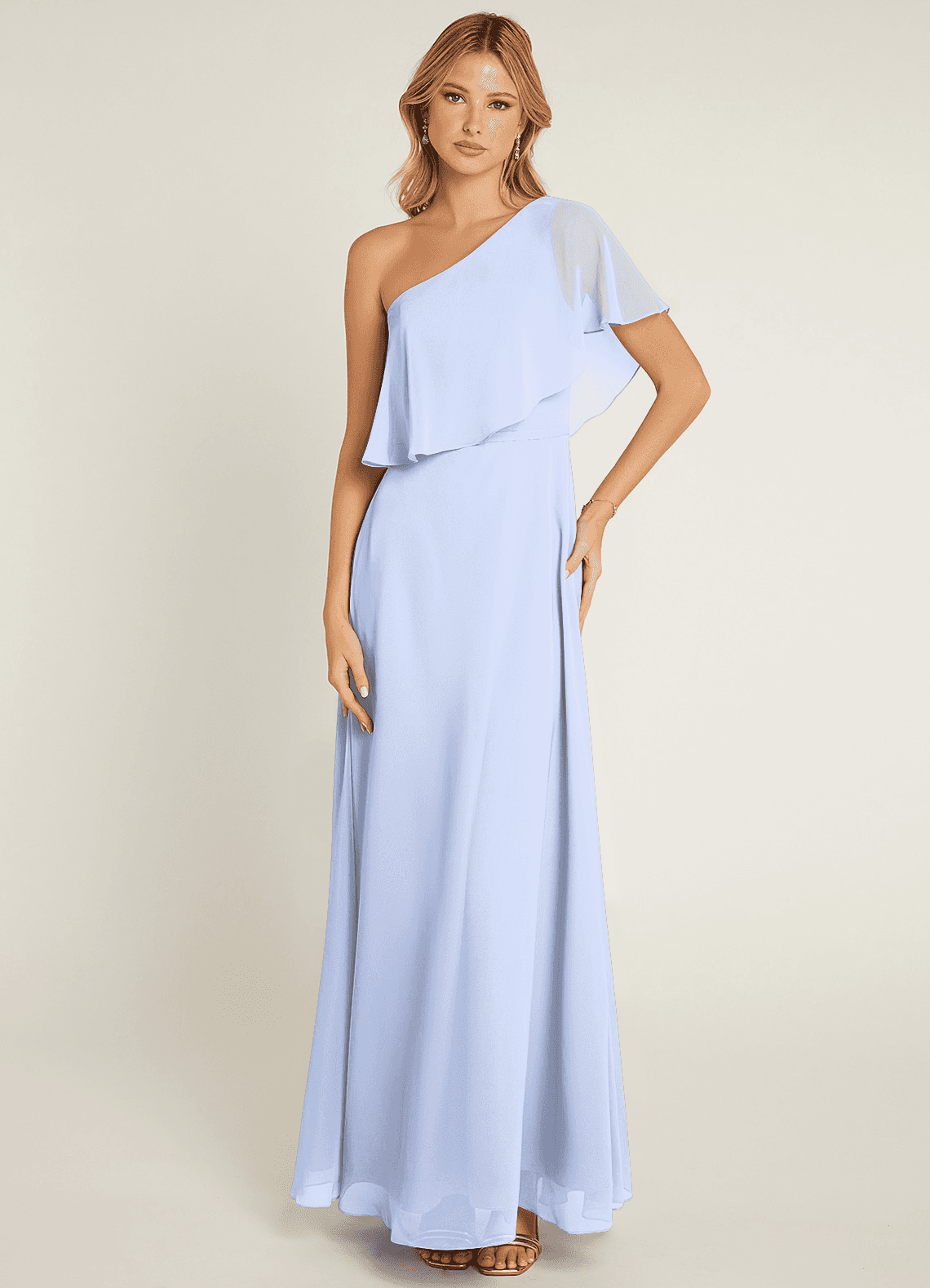 Azazie Lizzy Ready to Ship Ice Chiffon Bridesmaid Dresses | Azazie