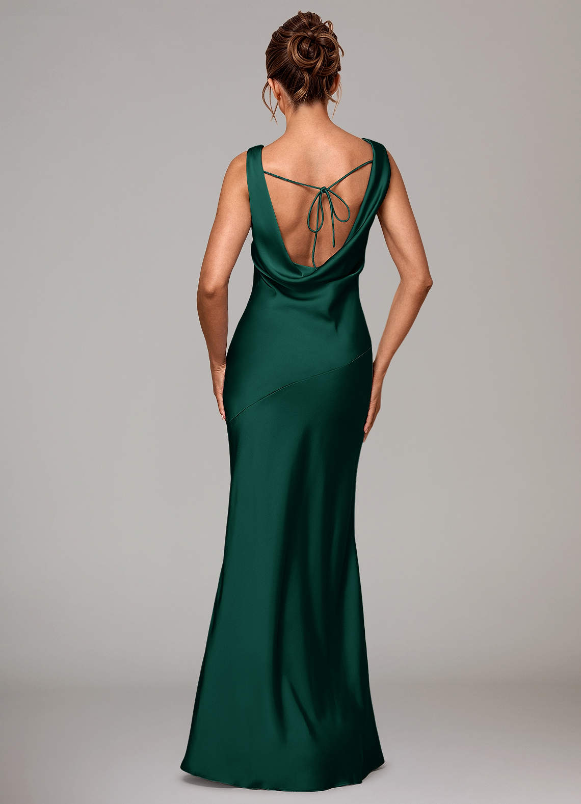 Azazie Rylina Bridesmaid Dresses Emerald Mermaid Stretch Satin Dress image4