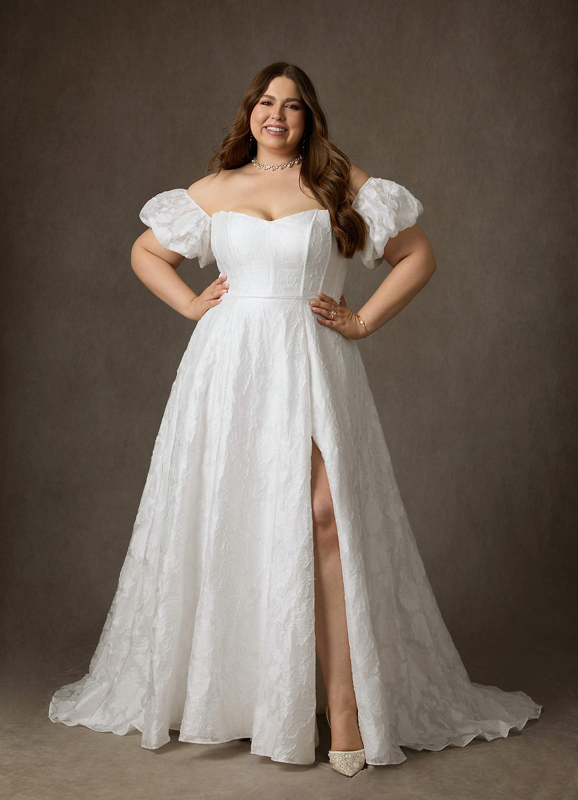 Azazie Gladiola Wedding Dresses Diamond White Ball-Gown Sweetheart Neckline Floral Burnout Jacquard Dress image19