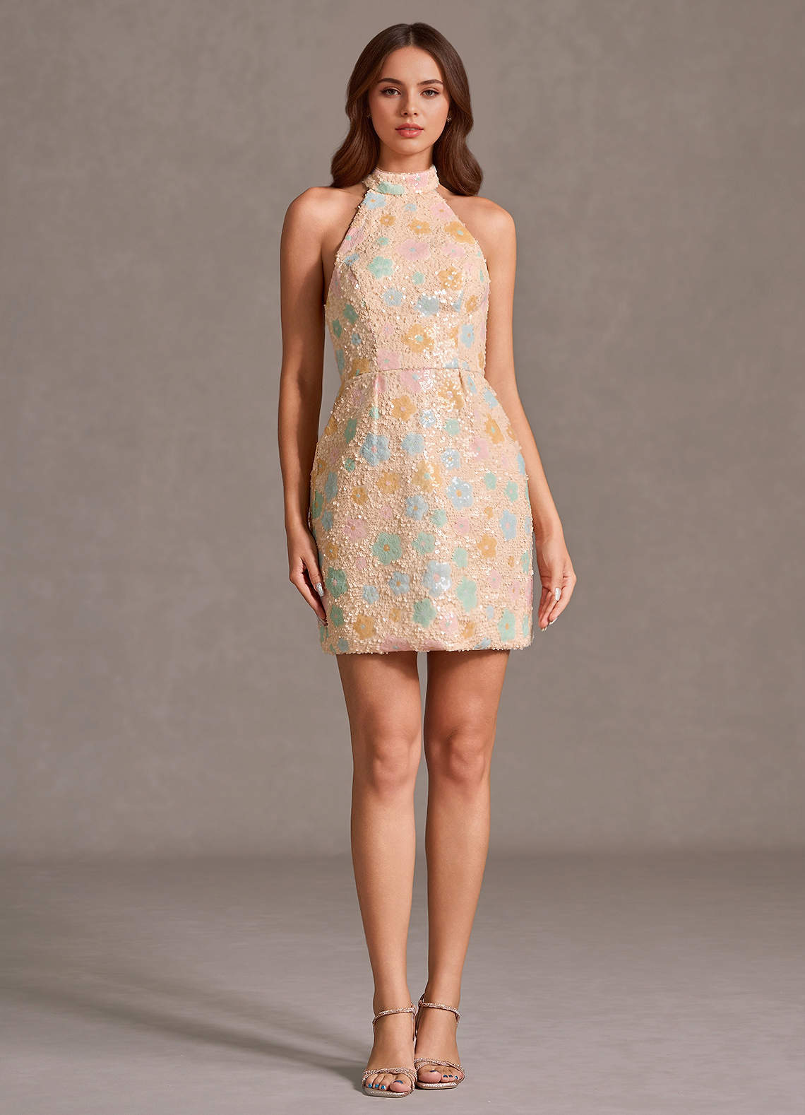Beatrixa Champagne Mini Dress | Azazie
