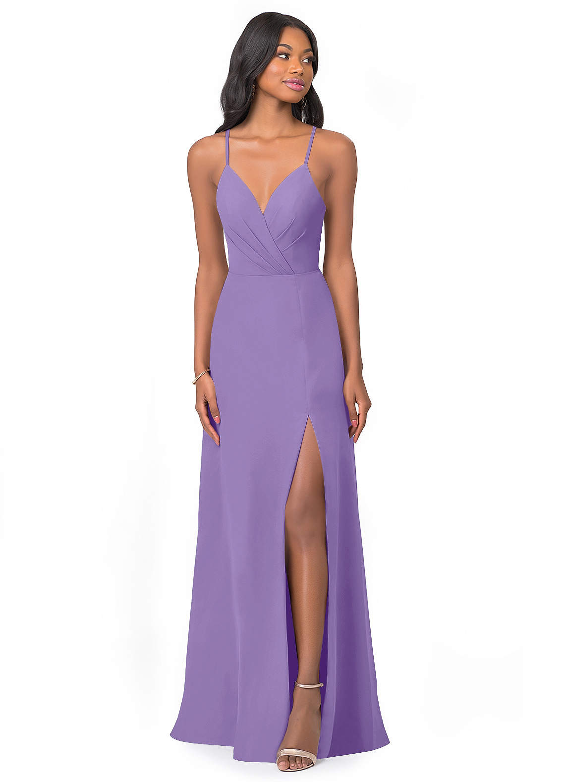 Azazie Everleigh Abiti da Damigella Abito A-Line in Chiffon con Scollo a Cuore a Pieghe Tahiti image1