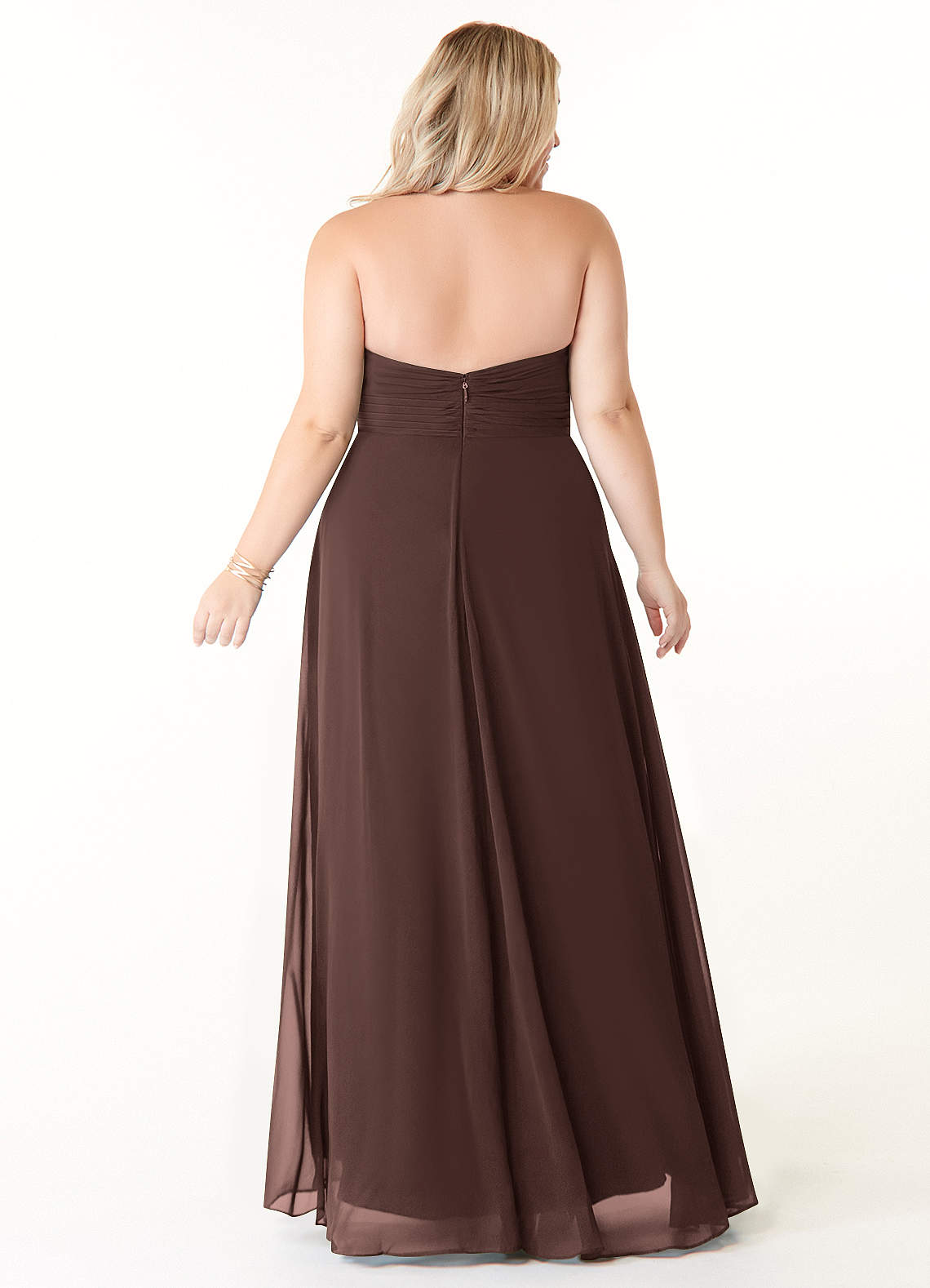 Azazie Tessie Bridesmaid Dresses Ganache A-Line V-Neck Pleated Chiffon Dress image6