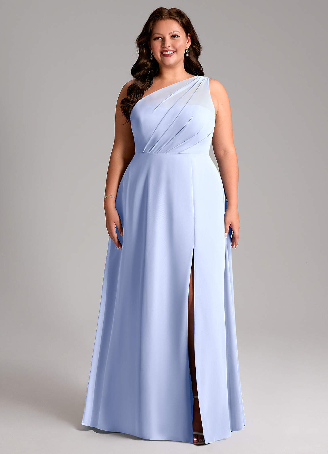 Azazie Phaedra Jurken voor bruidsmeisjes Jurk van Chiffon met A-Lijn One-Shoulder Ijs image1