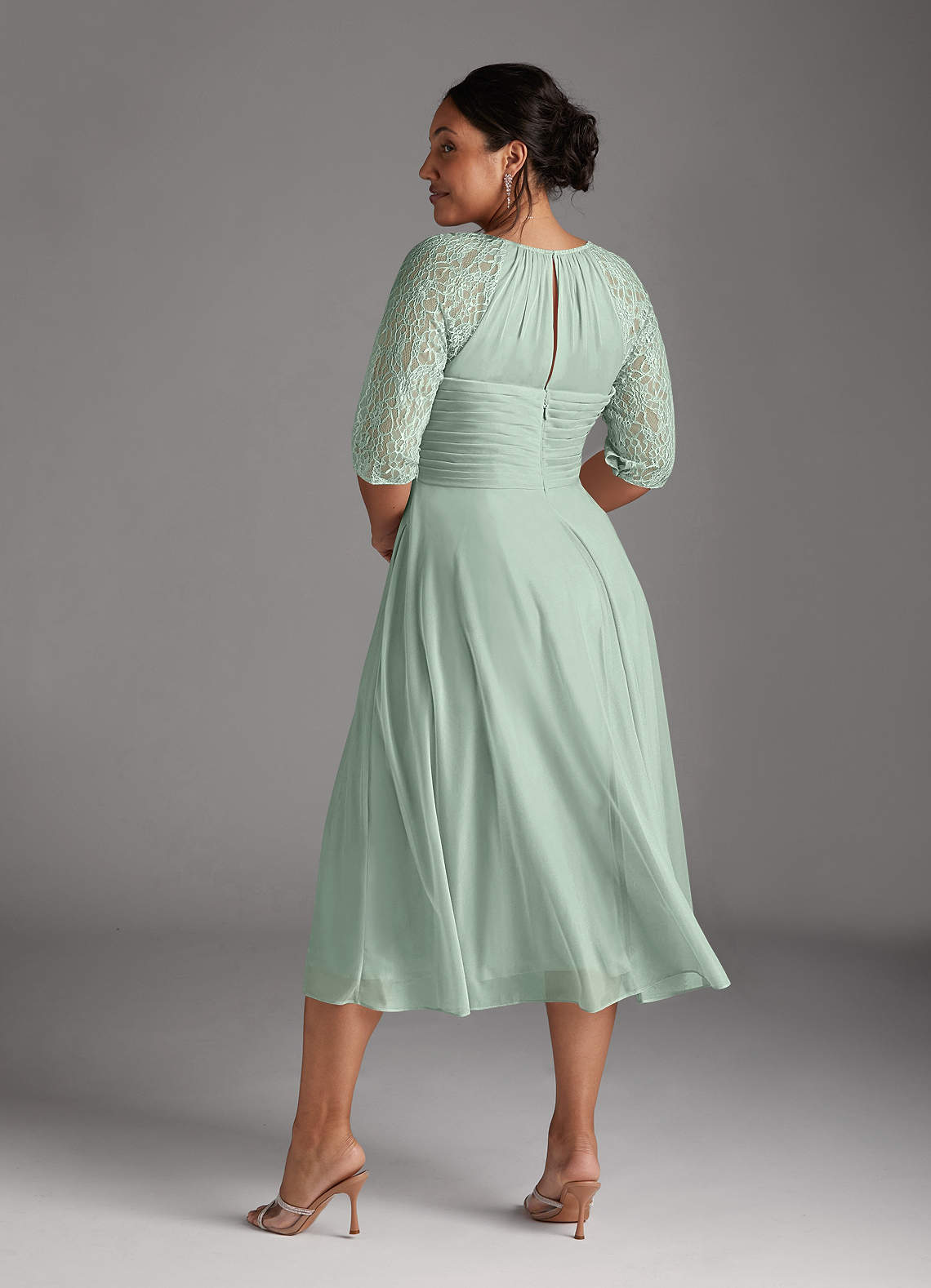 Azazie Gracelyn At-home Try On Dresses Agave A-Line Lace Dress image8