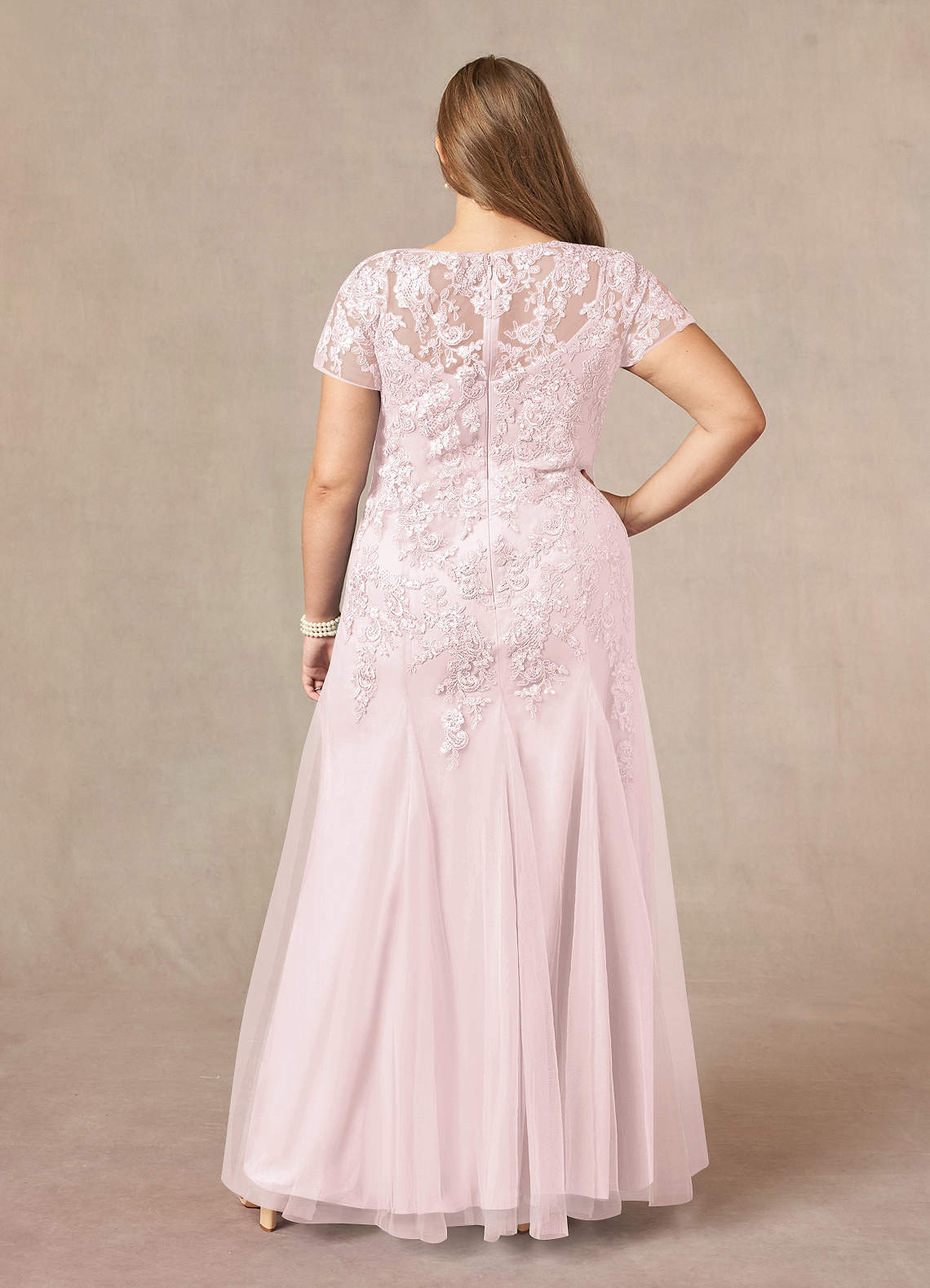 Azazie Laurie Mother of the Bride Dresses Blushing Pink Mermaid Scoop Sequins Tulle Dress image9