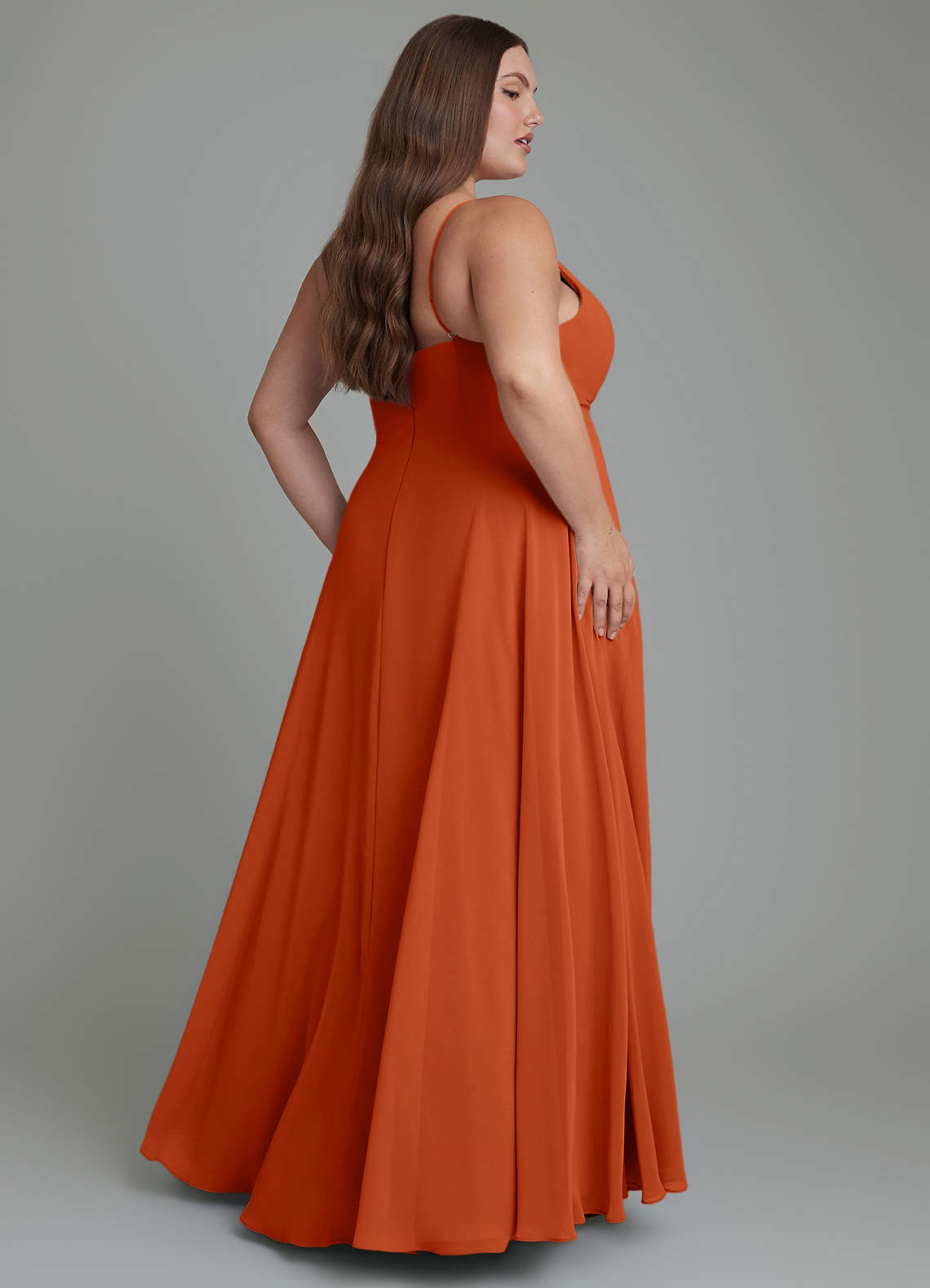 Azazie Amani Burnt Orange Chiffon Bridesmaid Dresses
