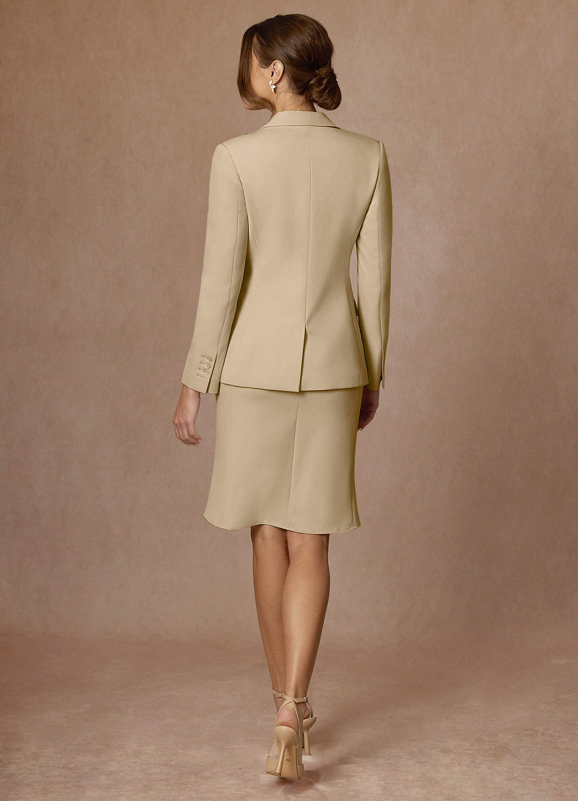 front Kennedy Champagne Structured Stretch Jacket and Dress Suit Set