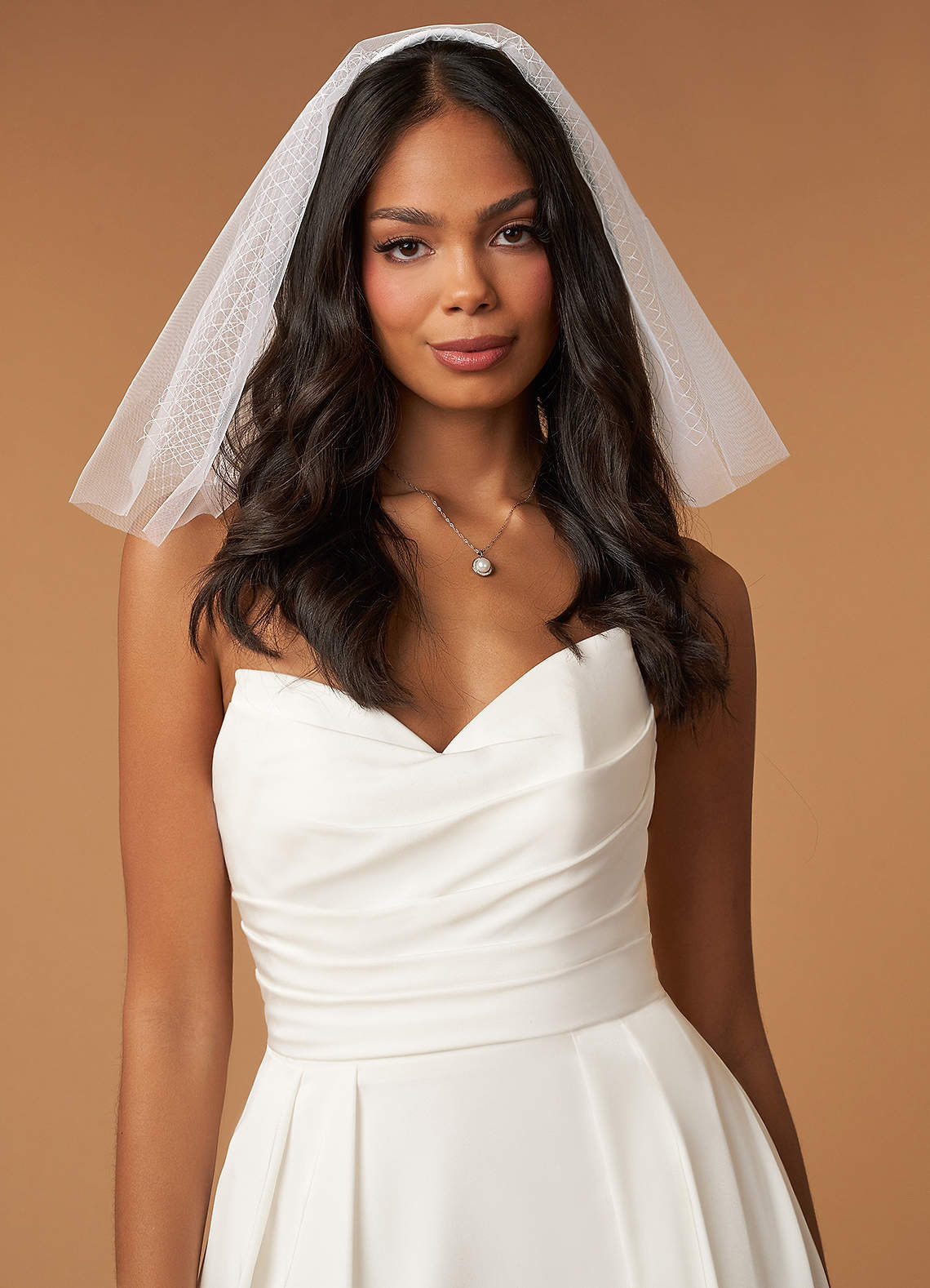 front Genevieve Shoulder Length Veil With Blusher