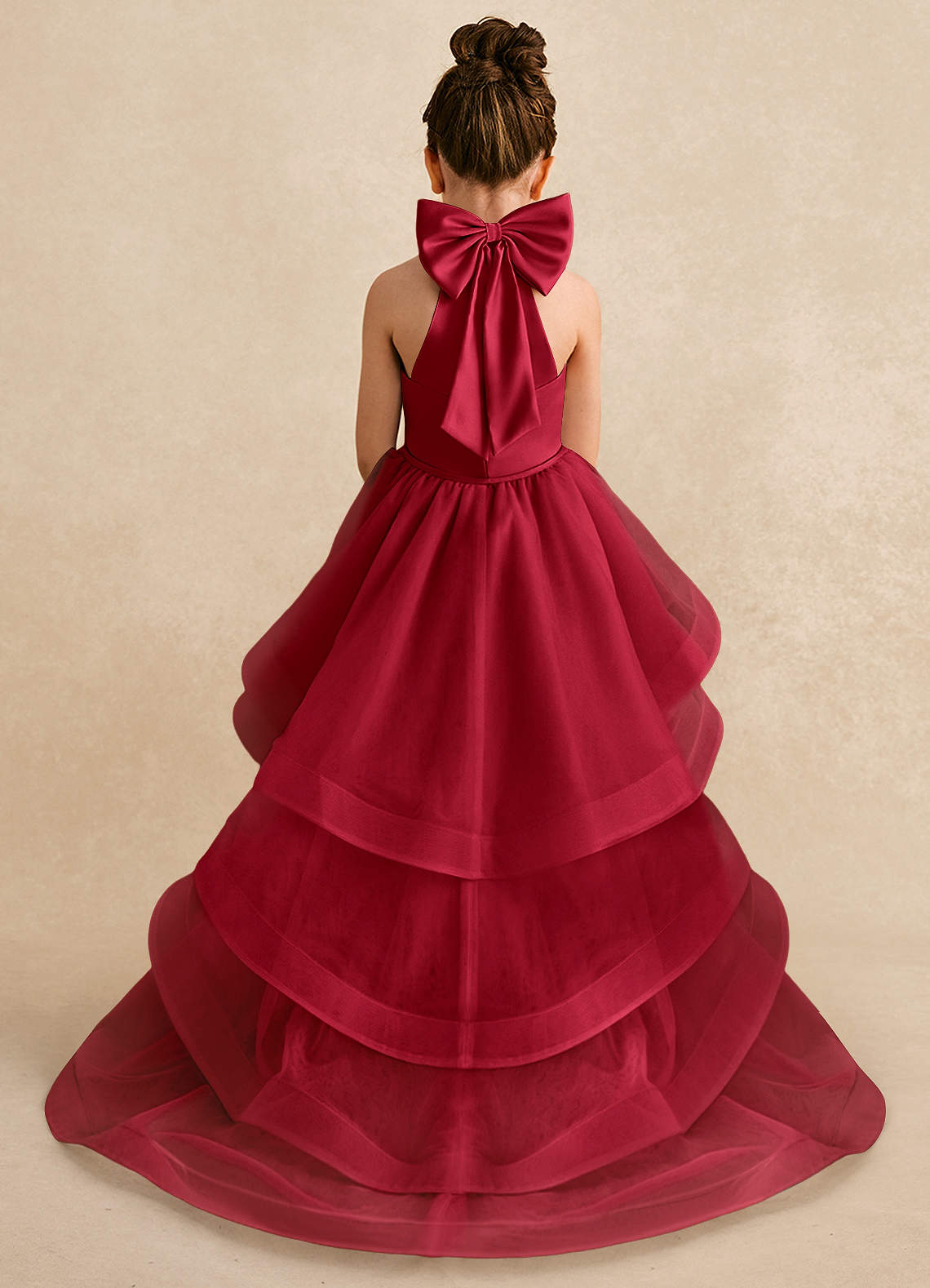 Azazie Bev Flower Girl Dresses Scarlet A-Line Convertible Tulle Dress image1