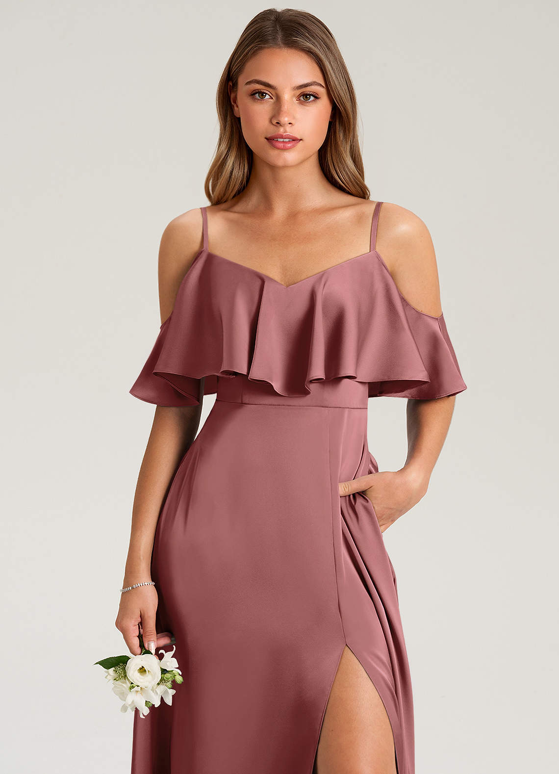 amethyst bridesmaid dresses Purple from Azazie Order fabric swatches to explore the fabric and texture in person Azazie | Bouquets up if