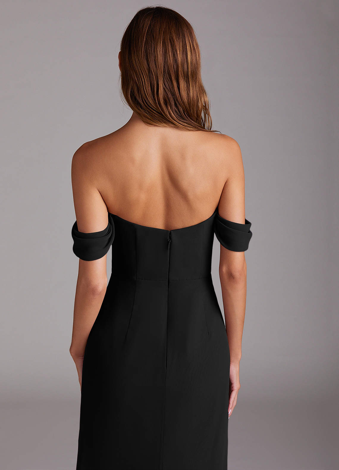 Azazie Saige Bridesmaid Dresses Black A-Line Off the Shoulder Chiffon Convertible Dress image5