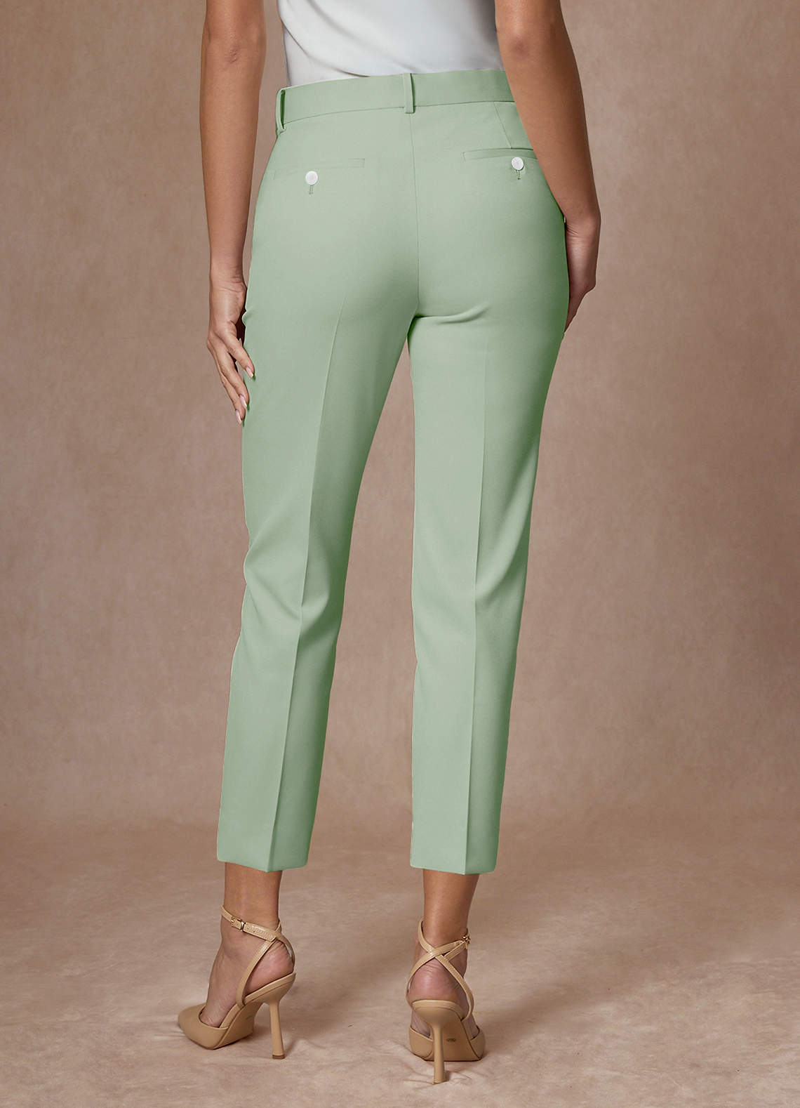 front Whitney Dusty Sage Structured Stretch Cropped Pants Suit