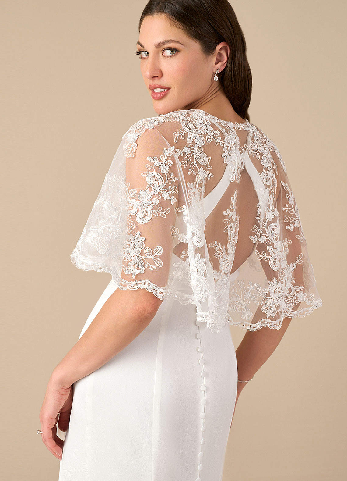 front Azazie Hephzibah Bolero De Tul Con Encaje