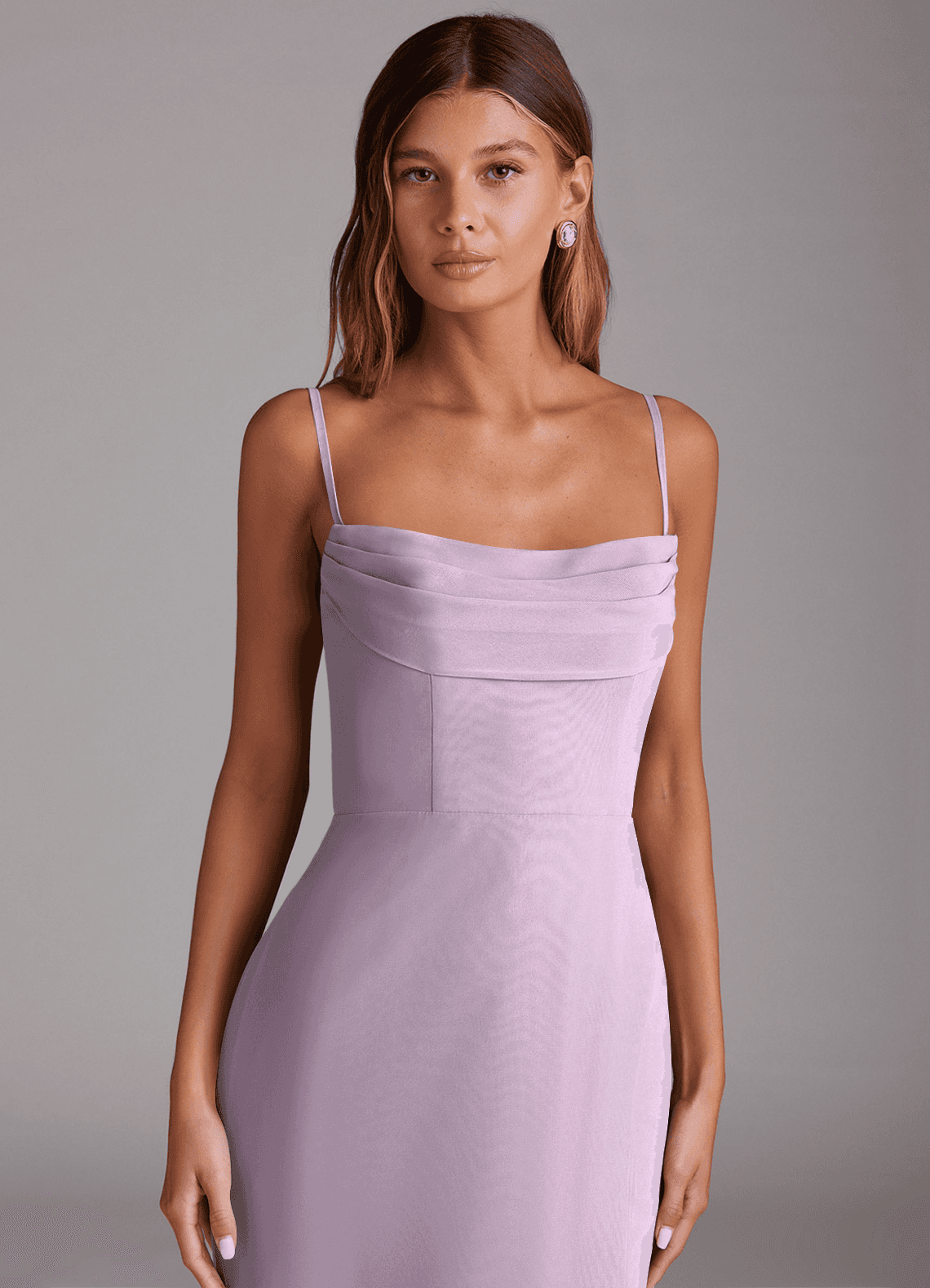 Azazie Saige Bridesmaid Dresses Frosted Lilac A-Line Off the Shoulder Chiffon Convertible Dress image1