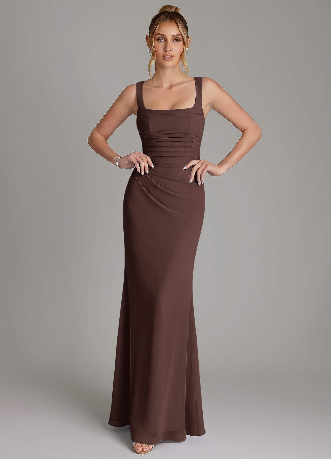Azazie Agustina Bridesmaid Dresses Ganache Mermaid Corset Chiffon Dress image2