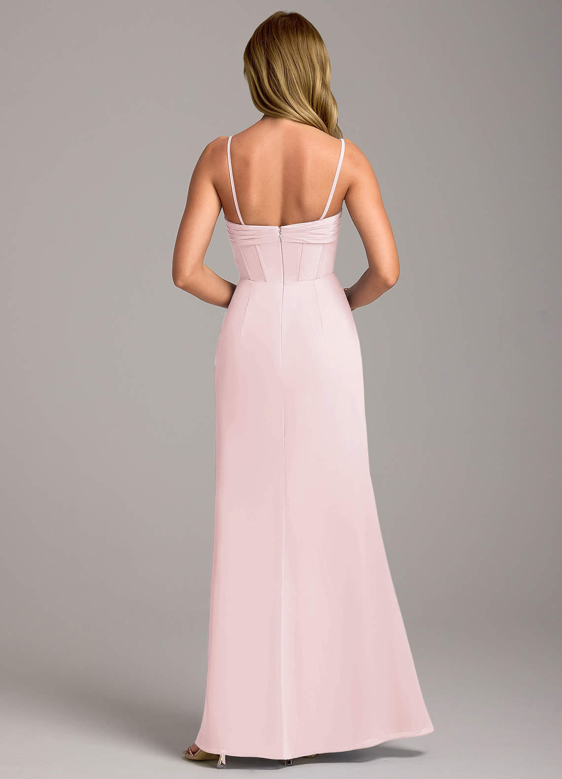 pink bling bridesmaid dresses Tulle V Neck Spaghetti Strap Bodice Sequin Wholesale Bridesmaid Dress main image 0