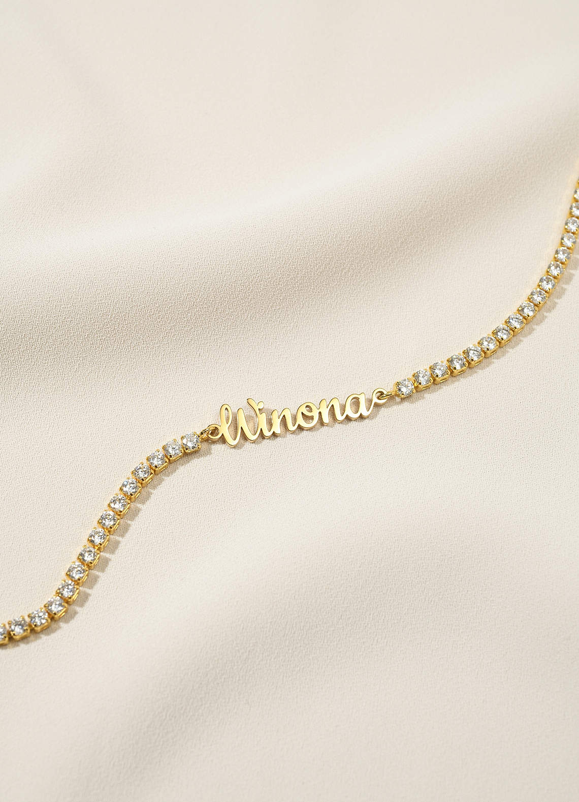 front Custom Name Rhinestone Tennis Bracelet