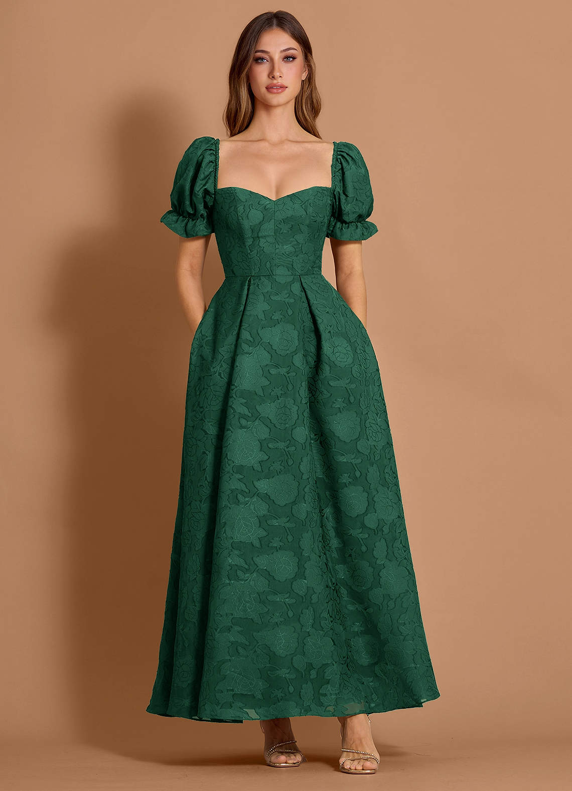 green emerald velvet dress Elegant Elena Maxi Dress in Emerald main image 0