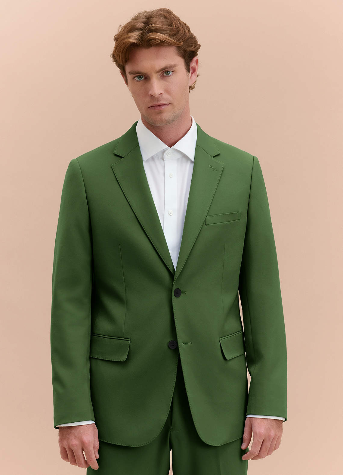 olive green dress with jacket Women's Olive Green Pinstripe Jacket – StudioSuits main image 1