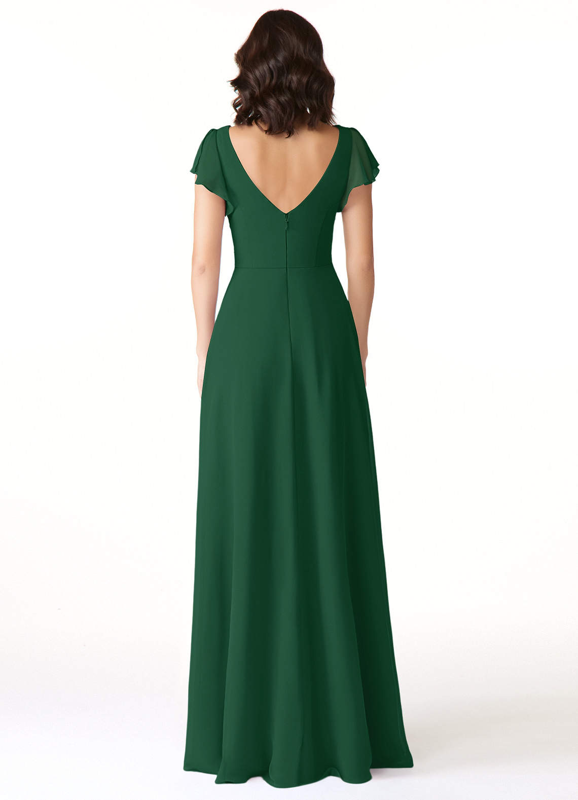 Azazie Omari Vestidos de damas de honor Vestido de Verde Oscuro de Gasa de Corte en A image1