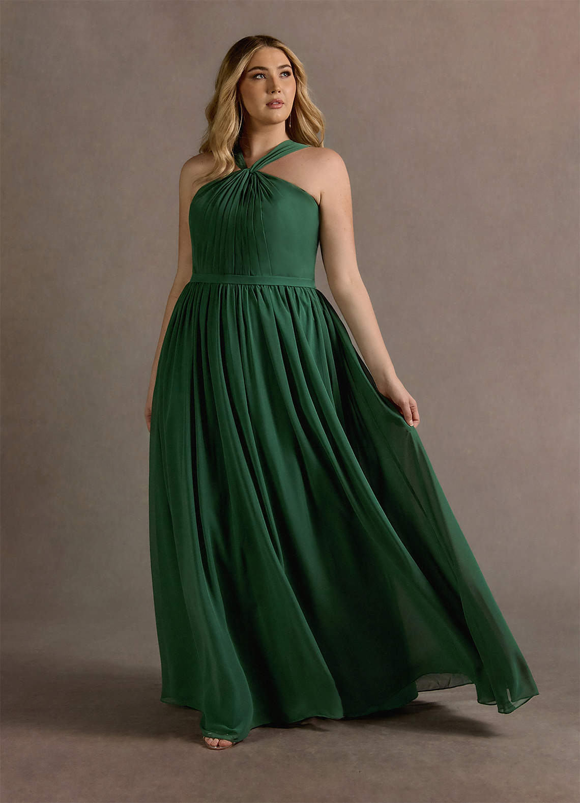 green emerald velvet dress Olive Green Bow Back Halter Neck Dress