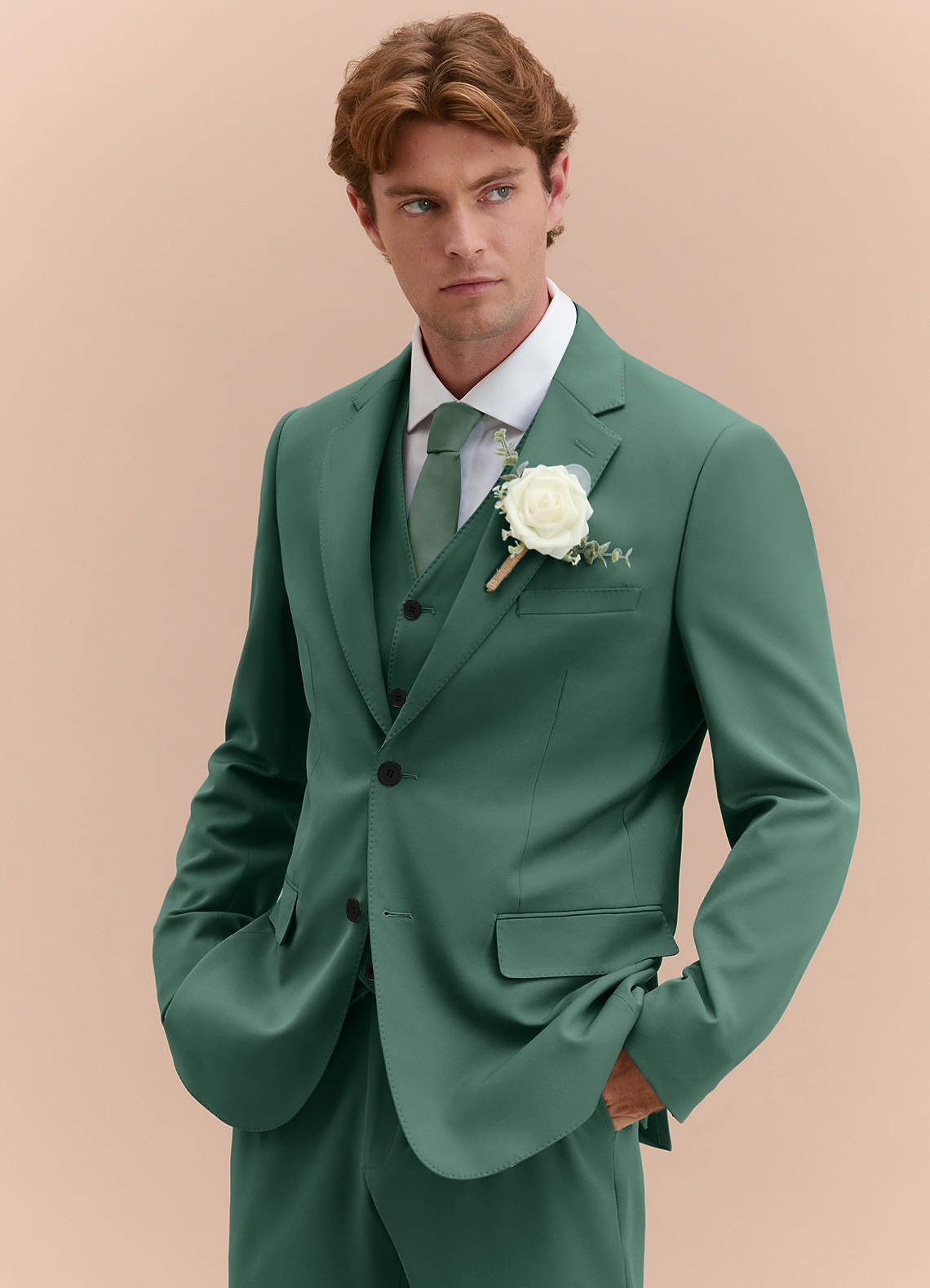 James Eucalyptus Structured Stretch 3-piece suit | Suit Sets |Azazie