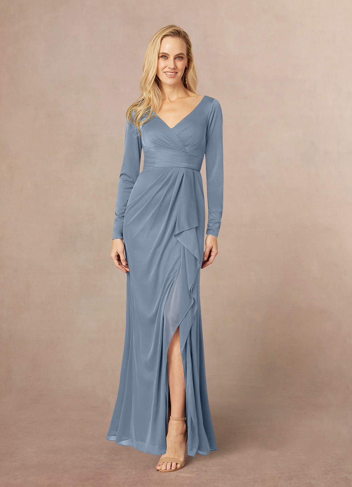 Azazie Risa Mother of the Bride Dresses Twilight Mermaid V-Neck Pleated Mesh Dress image1