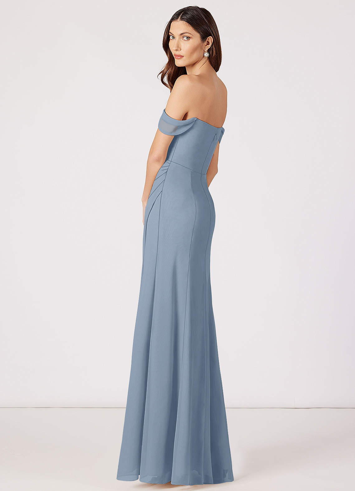Azazie Jordyn Bridesmaid Dresses A-Line Off the Shoulder Chiffon Floor-Length Dress image1