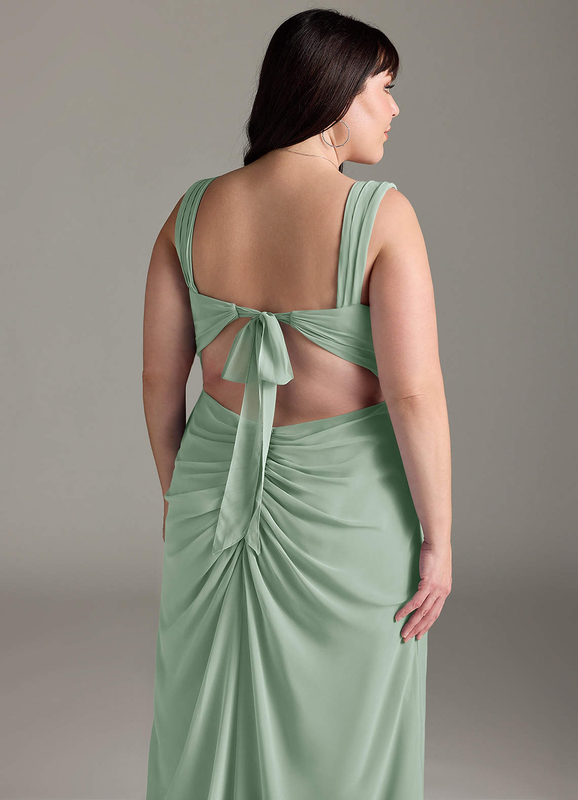 Azazie Jesaphine Bridesmaid Dresses Agave Sheath Bow Chiffon Dress image13