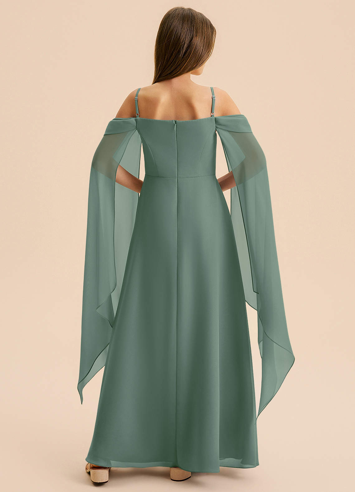 Azazie Moana Junior Powder Blue A-Line Pleated Chiffon Dress image4