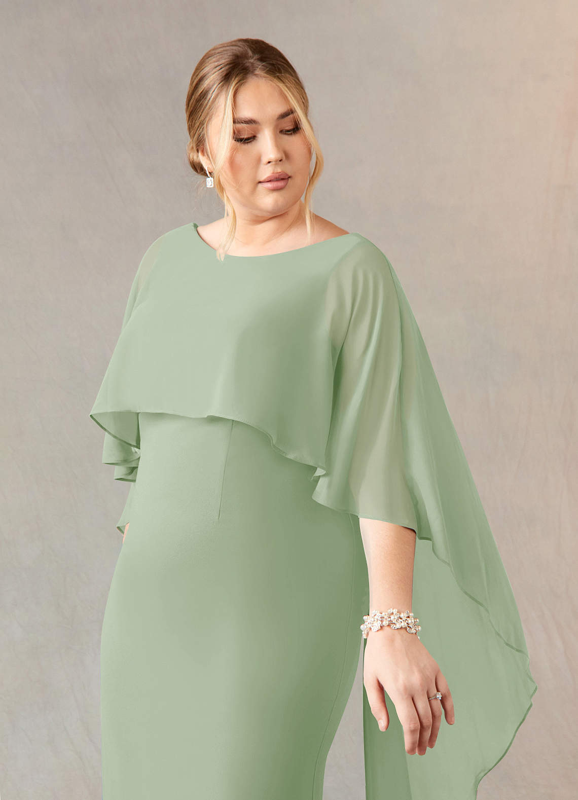 Azazie Dion Mother of the Bride Dresses Dusty Sage Sheath Scoop Stretch Crepe Dress image11