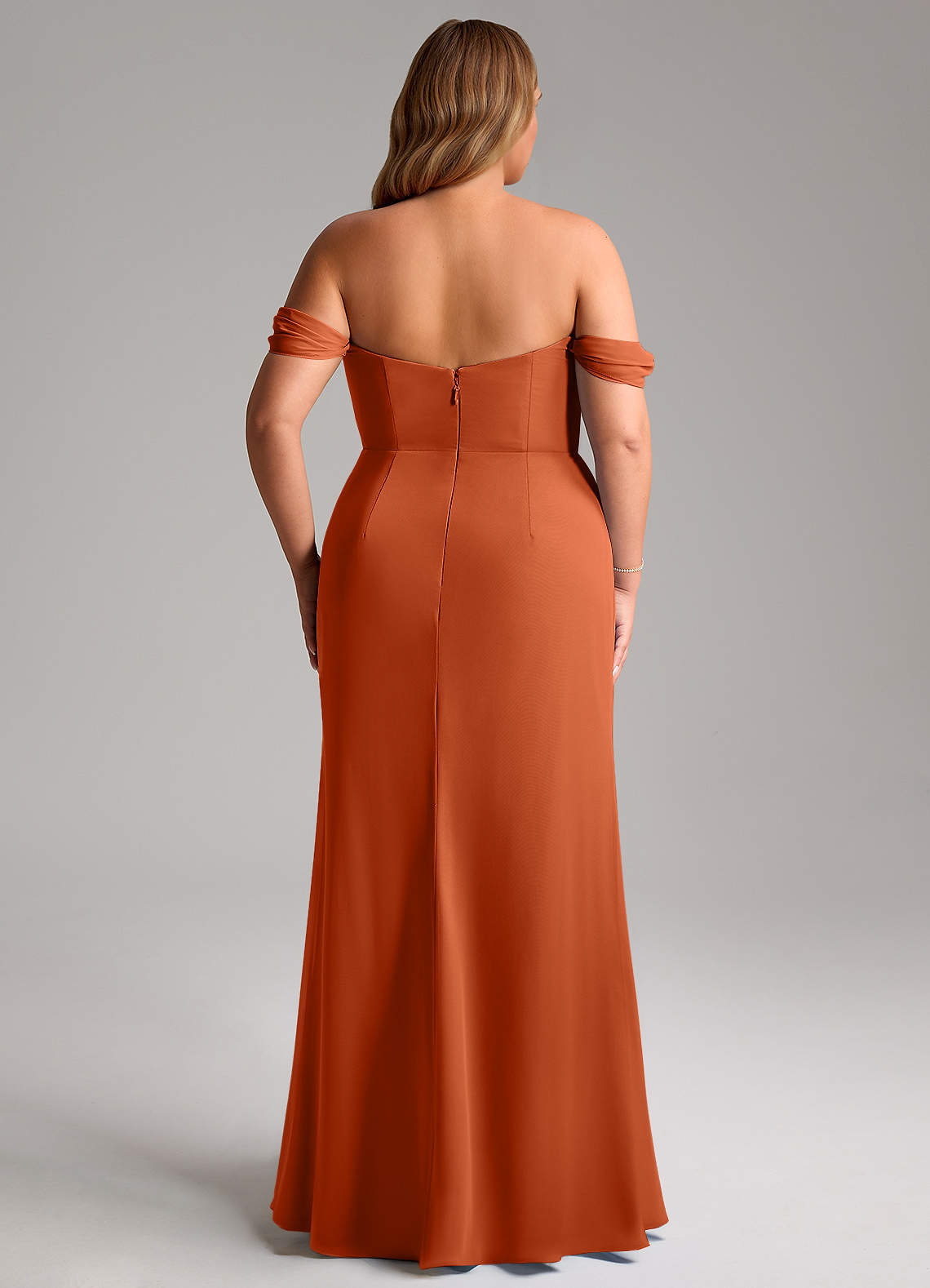 Azazie Saige Vestidos de damas de honor Vestido de Naranja Quemada de Gasa de Corte en A Convertible con Vestidos sin tirantes image14