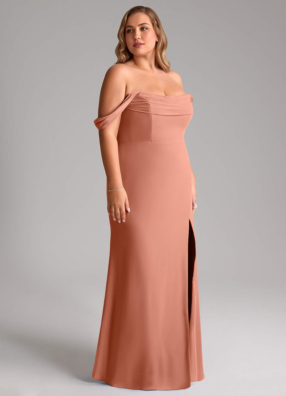 Azazie Saige Bridesmaid Dresses MAI TAI A-Line Off the Shoulder Chiffon Convertible Dress image11