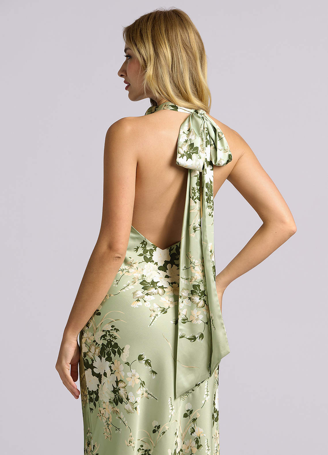Azazie Velli Abiti da Damigella Abito Sirena in Raso Elasticizzato Collo Alto Floral Vines image1
