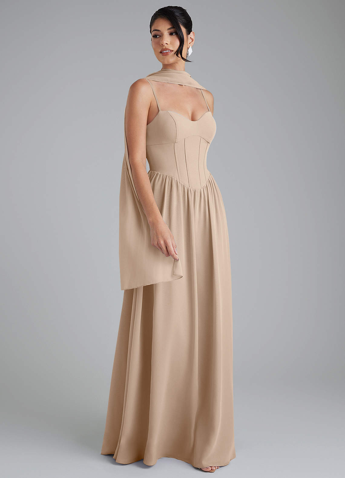 taupe chiffon bridesmaid dress Six Stories Women's Knot Front Chiffon Bridesmaid Dress