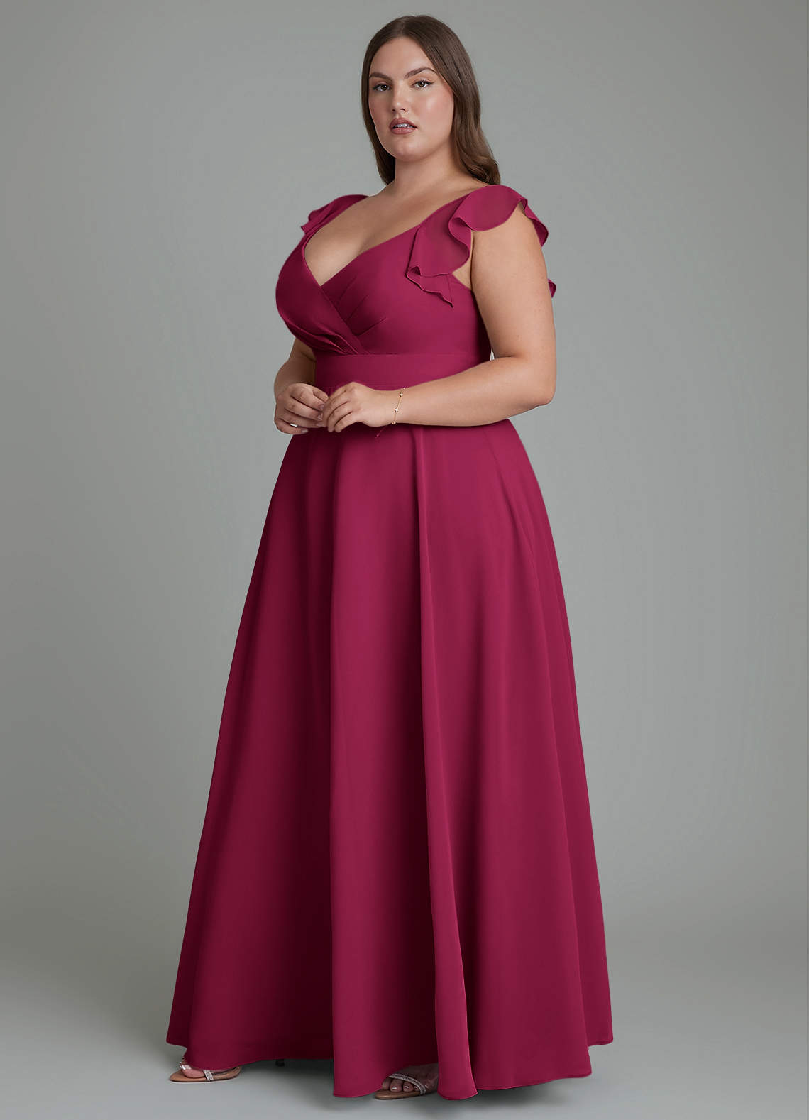 Azazie Leilani Bridesmaid Dresses Burgundy A-Line Pleated Chiffon Dress image4