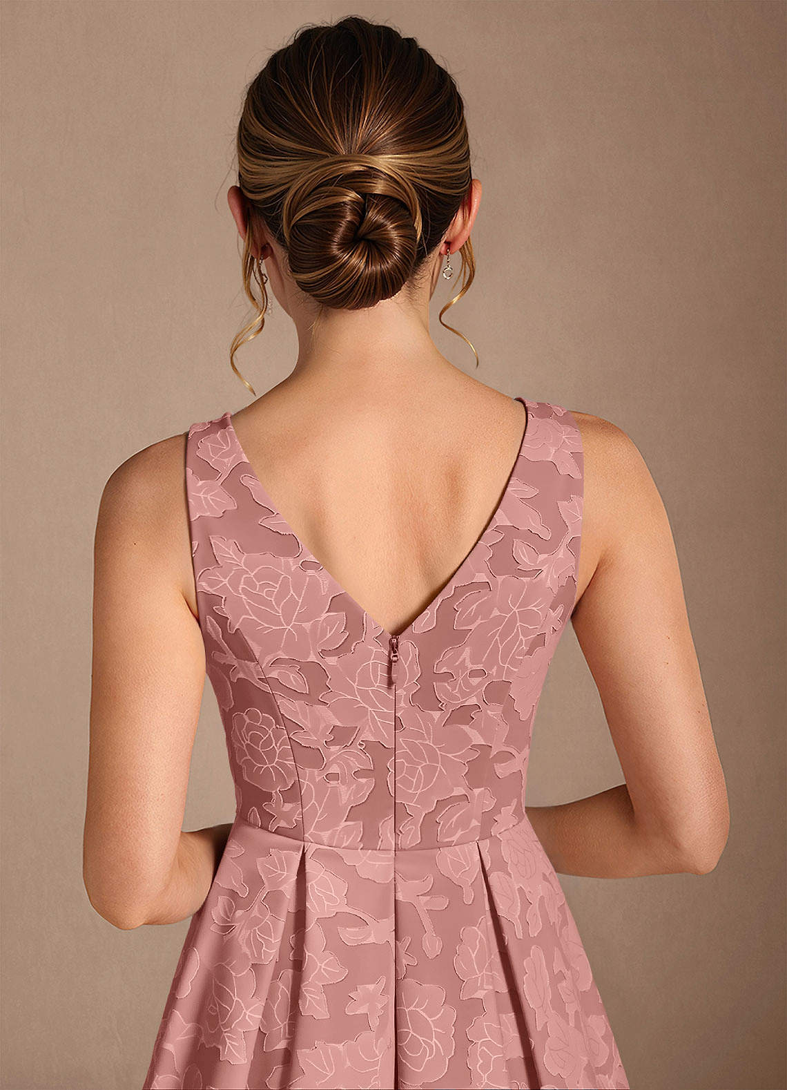 Azazie Fulton Mother of the Bride Dresses Rosette A-Line Pleated Floral Burnout Dress image5