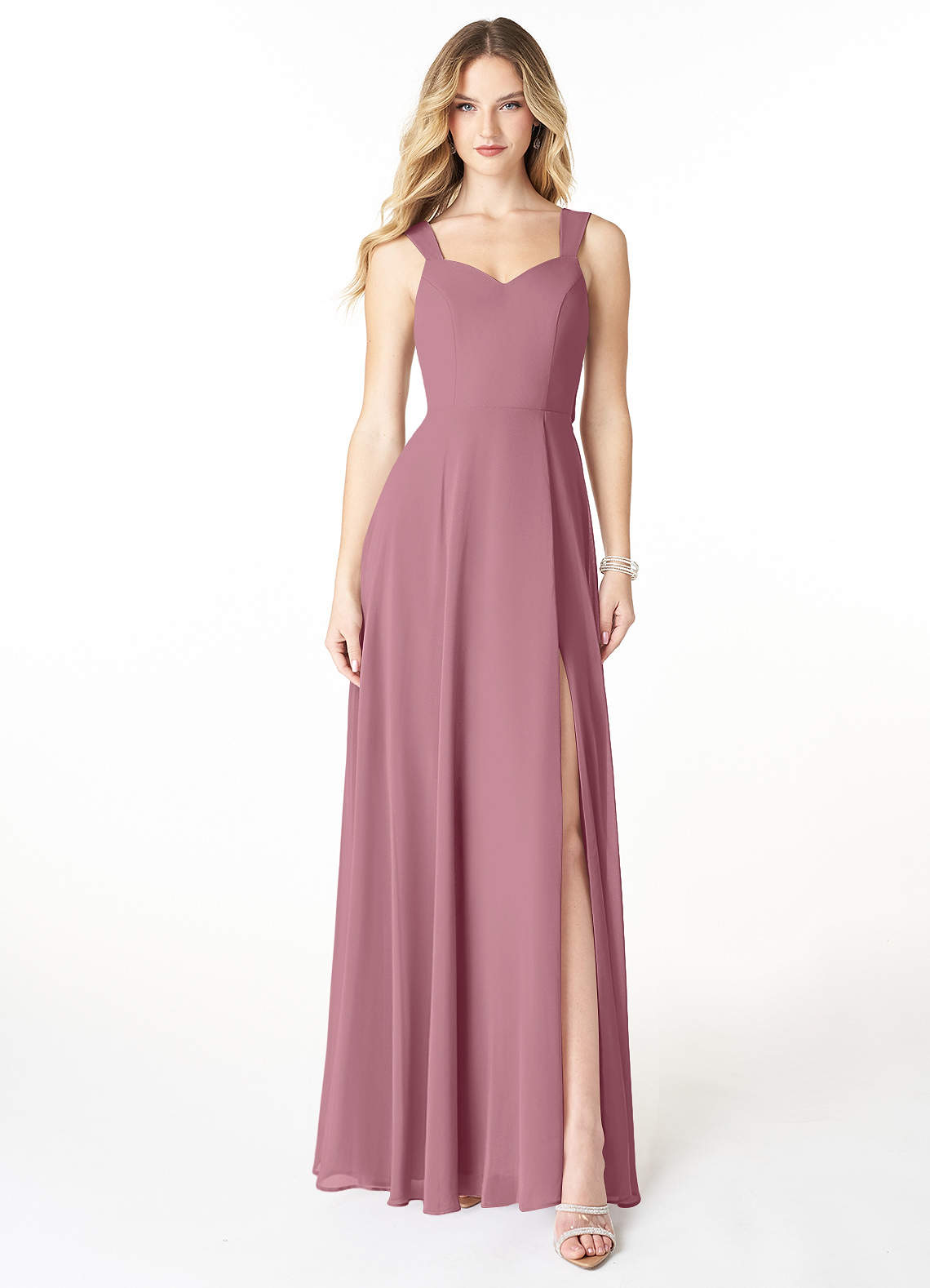 Azazie Julie Bridesmaid Dresses Vintage Mauve A-Line Sweetheart Neckline Chiffon Dress image1