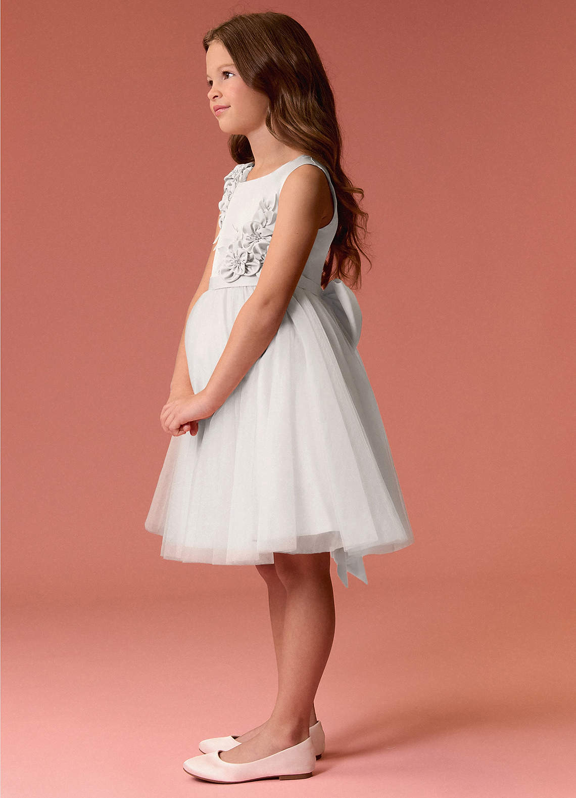 Barbie ♥ Azazie Flower Girl Dresses Scoop Rosette Bow Stretch Satin Tulle A-line Dress image4